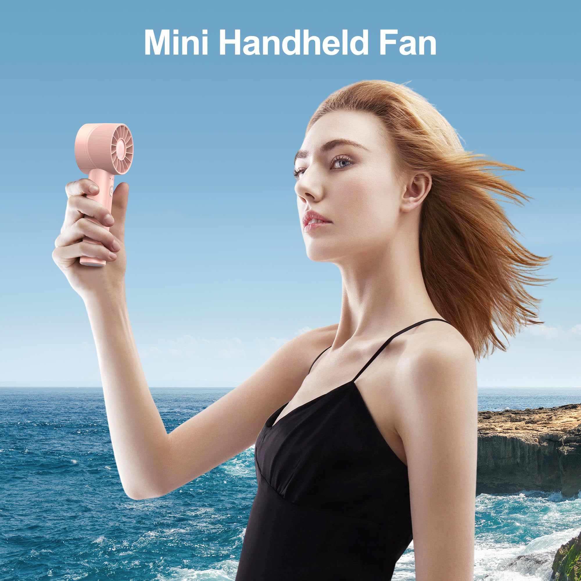 Portable Mini Handheld Fan - 3 Speed Adjustable, 2600mAh Rechargeable Battery (3-16H Runtime), Upgraded Motor, Compact Makeup Fan for Women | Perfect for Summer, Travel, Office & Outdoor Activities (Pink)