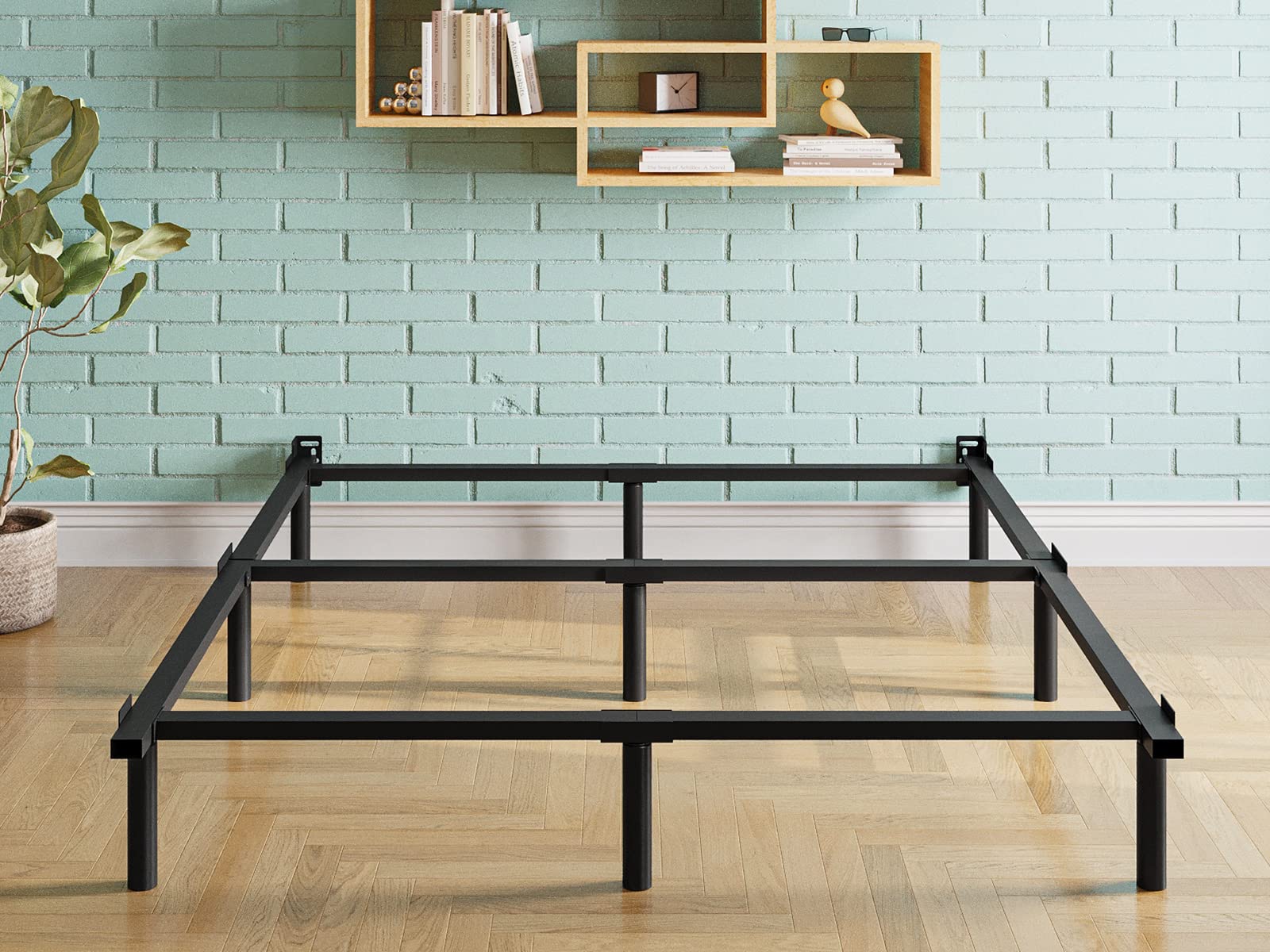 Queen Size Metal Bed Frame - 9 Inch Heavy Duty Platform with Noise-Free Design, Quick & Easy Assembly for Box Spring - Perfect for Master Bedroom, Guest Room & Dorm (Black)
