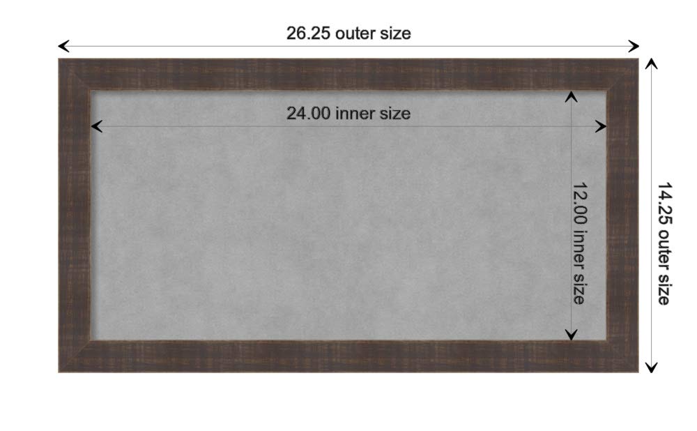 Amanti Art 14x26 Inch Brown Framed Magnetic Board - Small Vision Board for Office & Home Decor - 100% Metal Sheet for Magnets & Display - Perfect for Mudroom, Kitchen, Kids Room & Home Organization