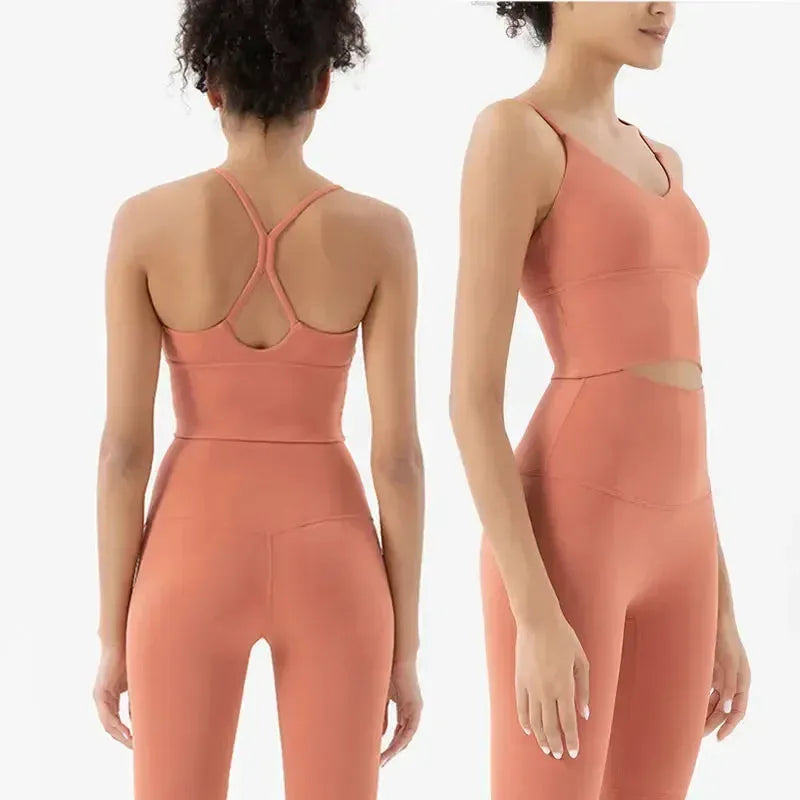 Women's Sports Bra and Leggings Set - Naked Feeling Gym Workout Outfit | Breathable Yoga Fitness Clothing for Running, Pilates & Home Exercises