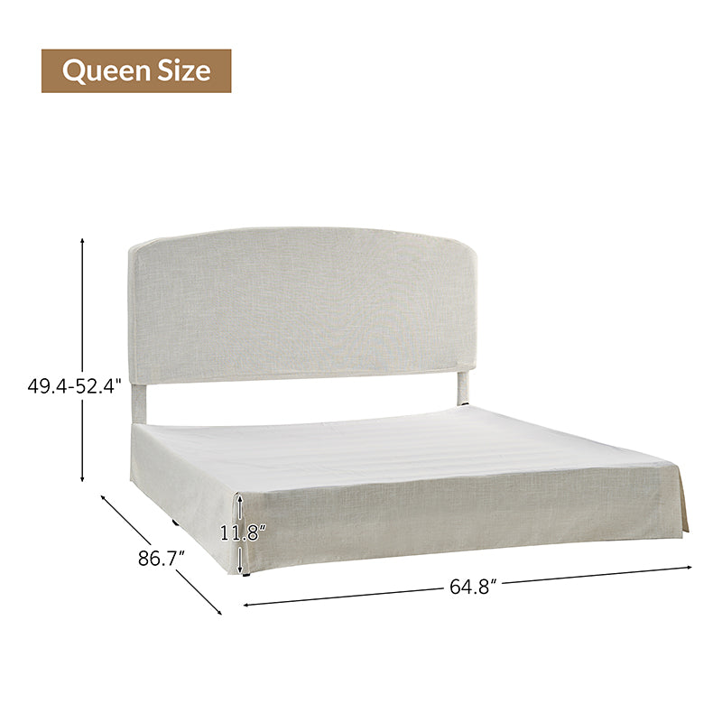 Amadeus Upholstered Platform Bed with Removable Washable Slipcover - Queen Size Bed Frame for Modern Bedroom Decor | Perfect for Master Bedroom, Guest Room & Apartment Sleeping