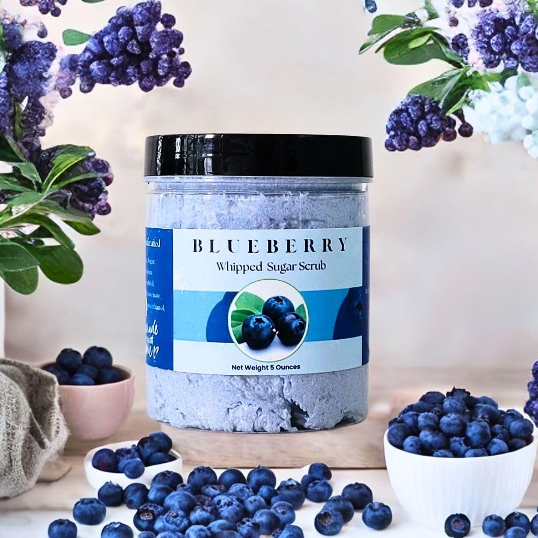 Organic Blueberry Sugar Scrub Soap - Exfoliating & Moisturizing Whipped Cream Body Scrub for Soft, Glowing Skin - Perfect for Spa Day, Self-Care & Gift Giving