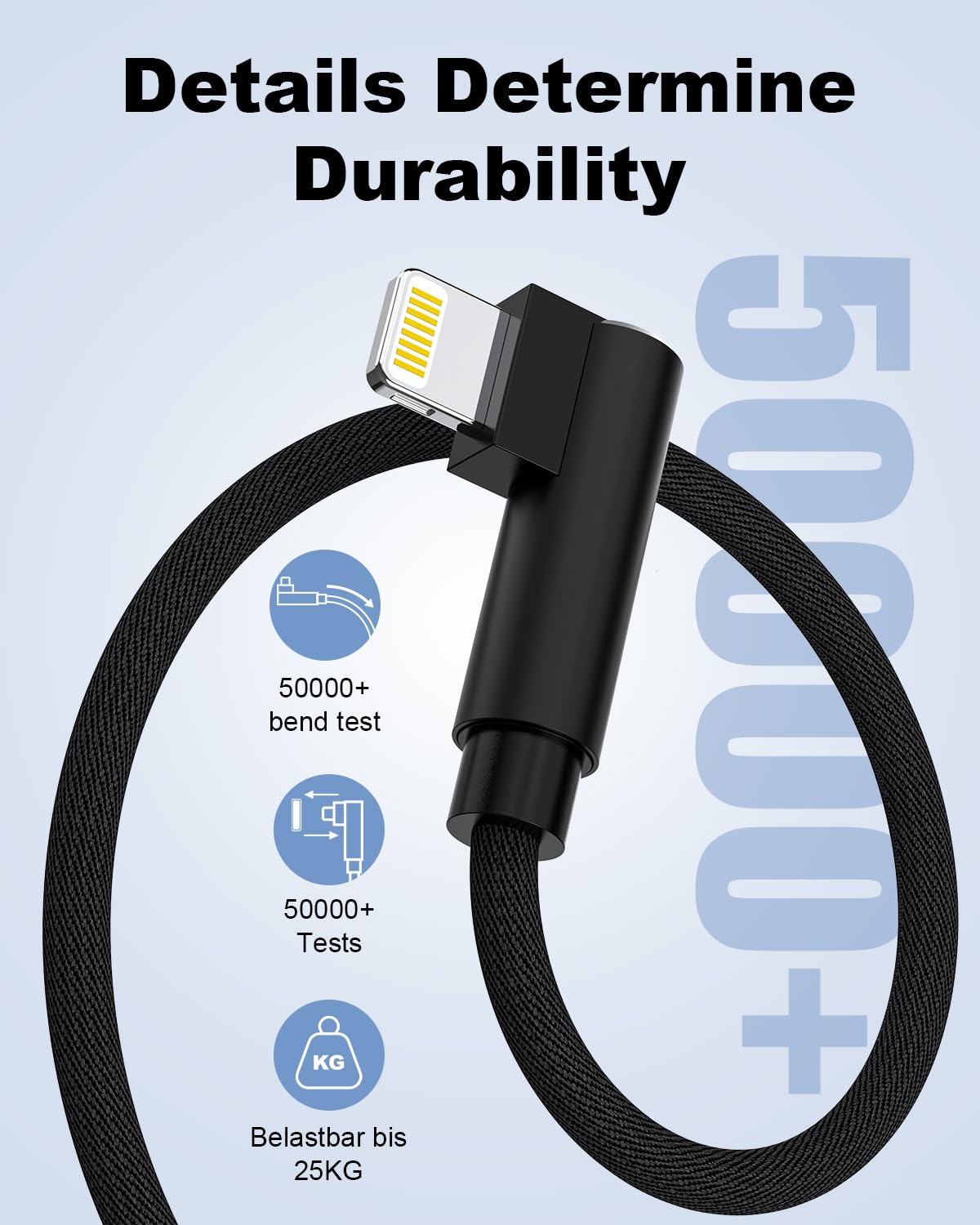 Quanlex 5M MFi Certified 90 Degree Lightning Cable - Fast Charging iPhone Charger with Nylon Braided USB Cable for iPhone 14/13/12/11 Pro Max/XS/XR/X/8/7/6 Plus/5/SE - Perfect for Home, Office & Travel Charging