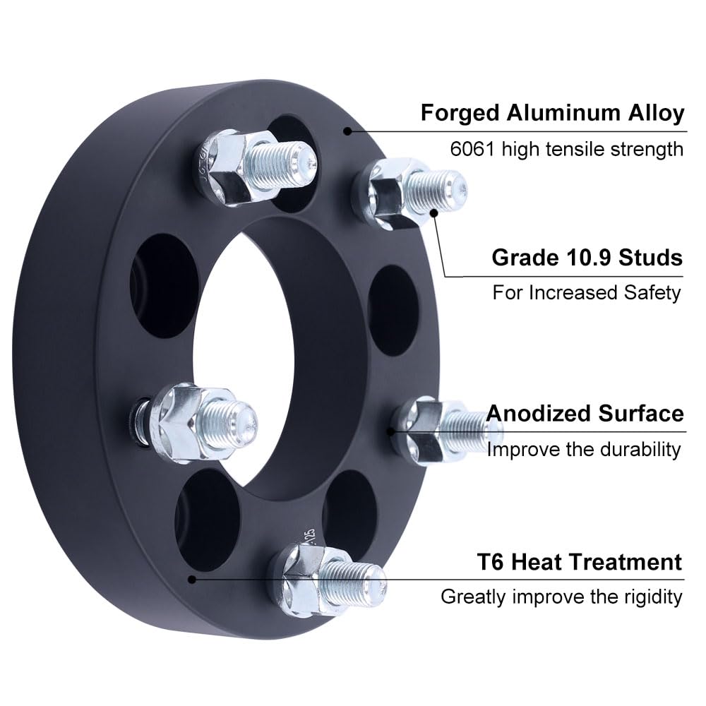 DCVAMOUS 4PC Black 5x4.5 5x114.3 Wheel Spacers 1 Inch with 1/2