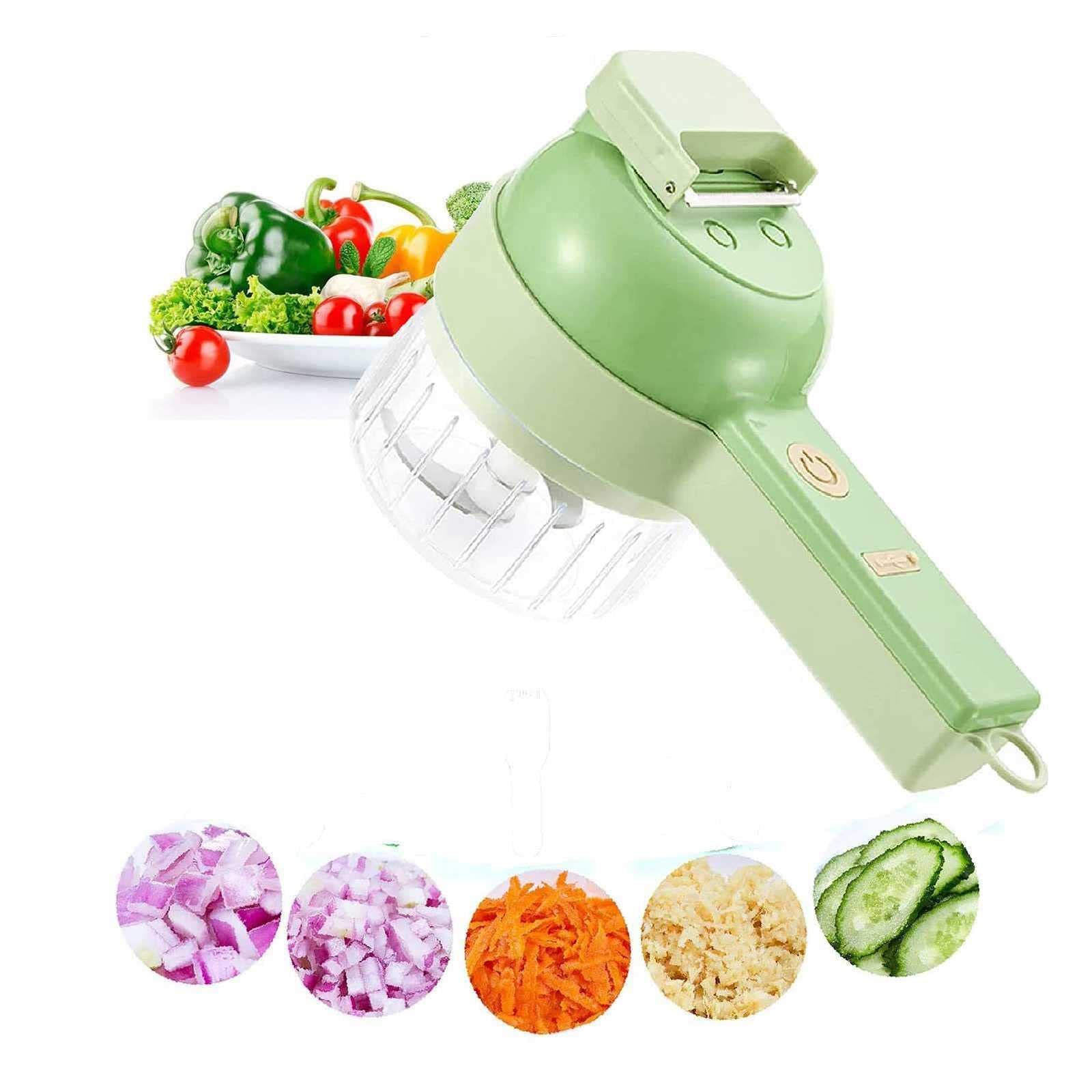 4-in-1 Electric Food Chopper & Spice Grinder - Mini Dicer for Garlic, Onion, Chili, Meat & Vegetables | Perfect for Salad Prep, Cheese Slicing & Cooking | Compact Kitchen Gadget for Fast Chopping & Grinding