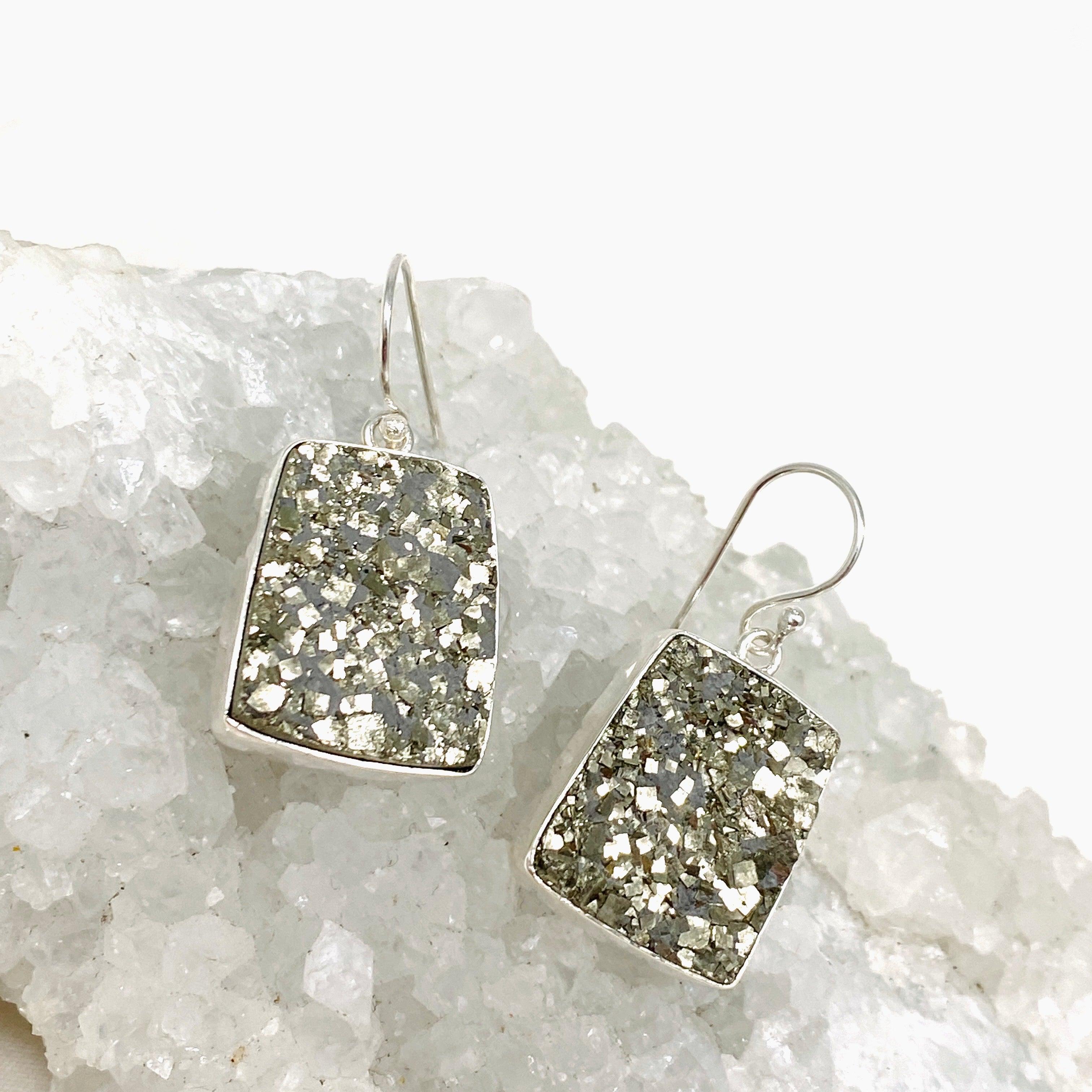Natural Pyrite Raw Trapezoid Earrings for Women - Handmade Gemstone Jewelry KEGJ1442 - Perfect for Boho Style & Everyday Wear