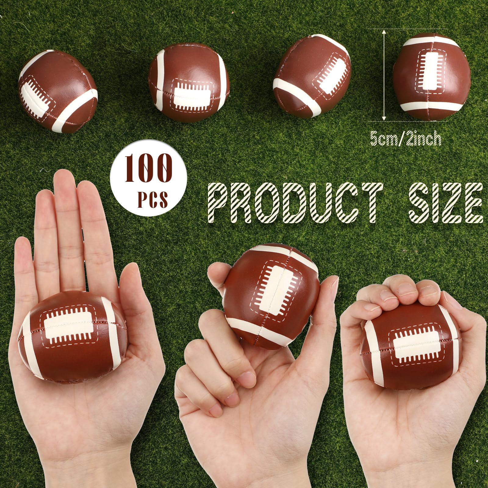 Honoson 100-Pack Mini Football Stress Balls - Bulk Soft Sports Toys for Kids & Teens - Anxiety Relief, Party Favors, Stocking Stuffers - Perfect for Football Themed Parties, Classroom Rewards & Office Stress Relief