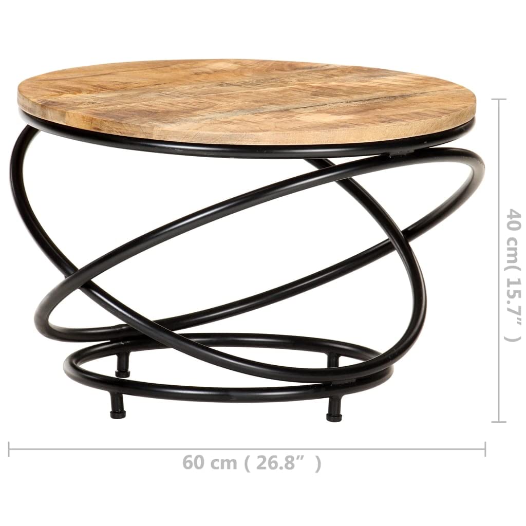 Modern Square Coffee Table 23.6 Inch - Solid Mango Wood, Black Finish - Rustic Farmhouse Living Room Furniture for Small Spaces & Home Decor