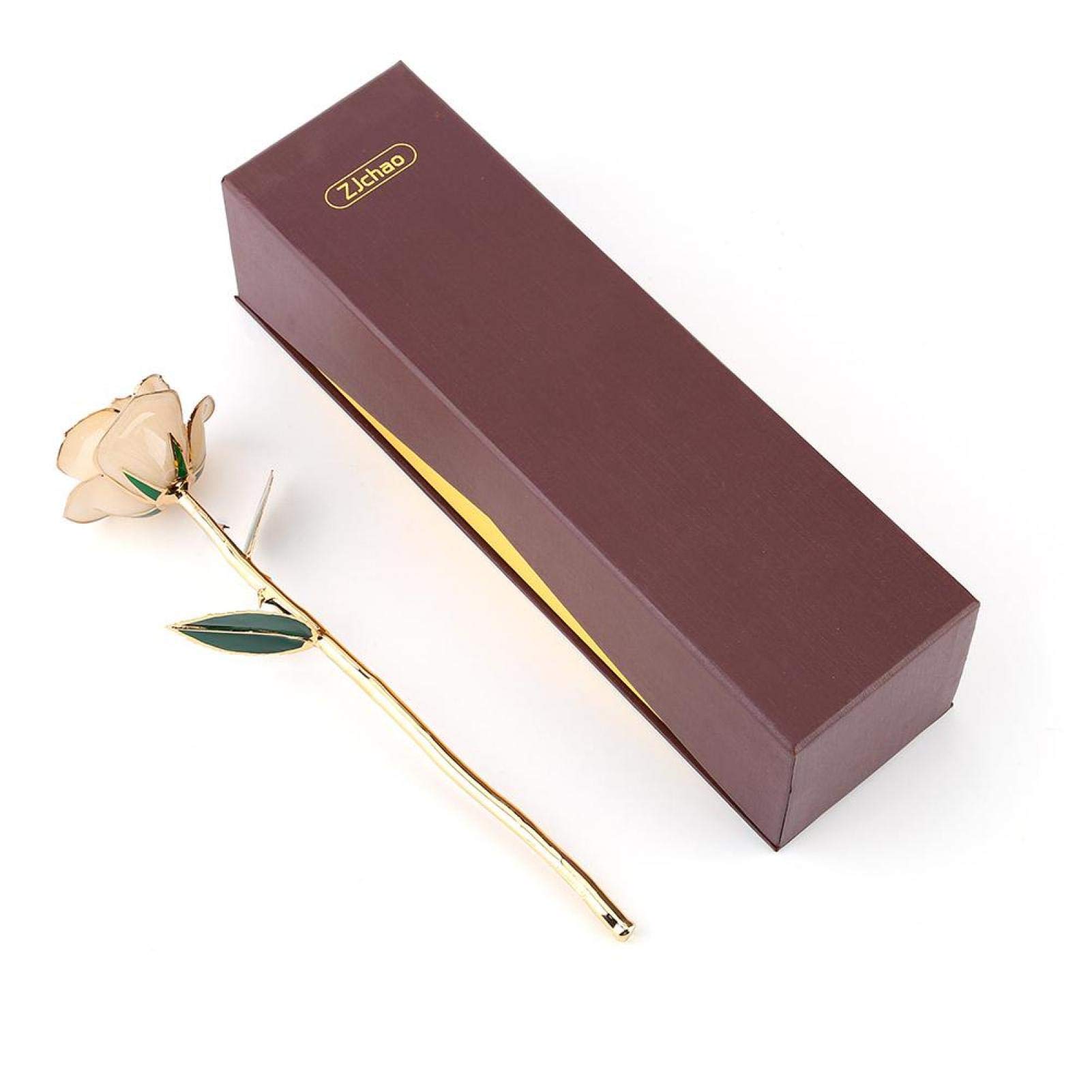 24k Gold Dipped Rose - Real Everlasting Rose with Long Stem & Exquisite Holder, Romantic Valentine's Day Gift for Her, Anniversary & Mother's Day Present - Perfect for Wedding Decor, Anniversary Surprise & Luxury Home Display