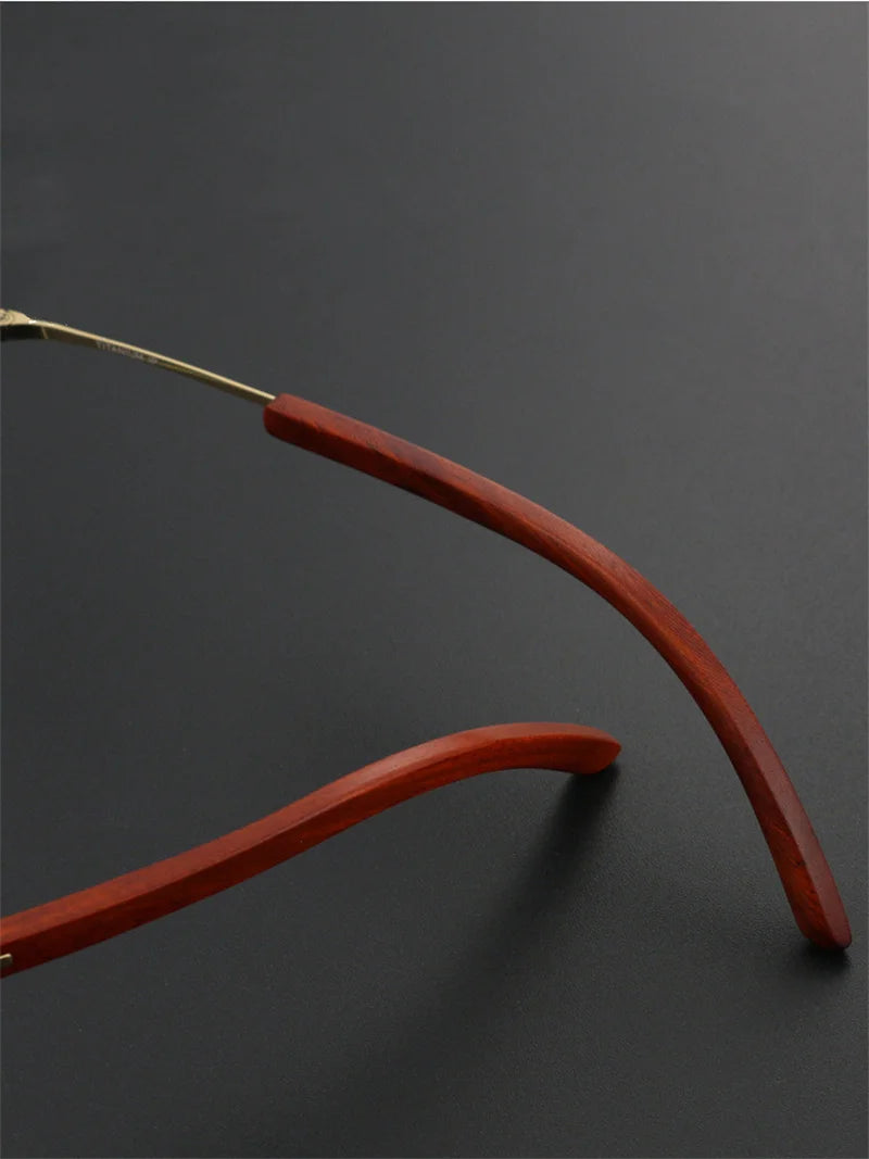 Premium Men's Full Rim Square Titanium Eyeglasses with Rosewood Accents - Stylish & Durable Frame for Work, Reading & Everyday Wear (Model 2330)
