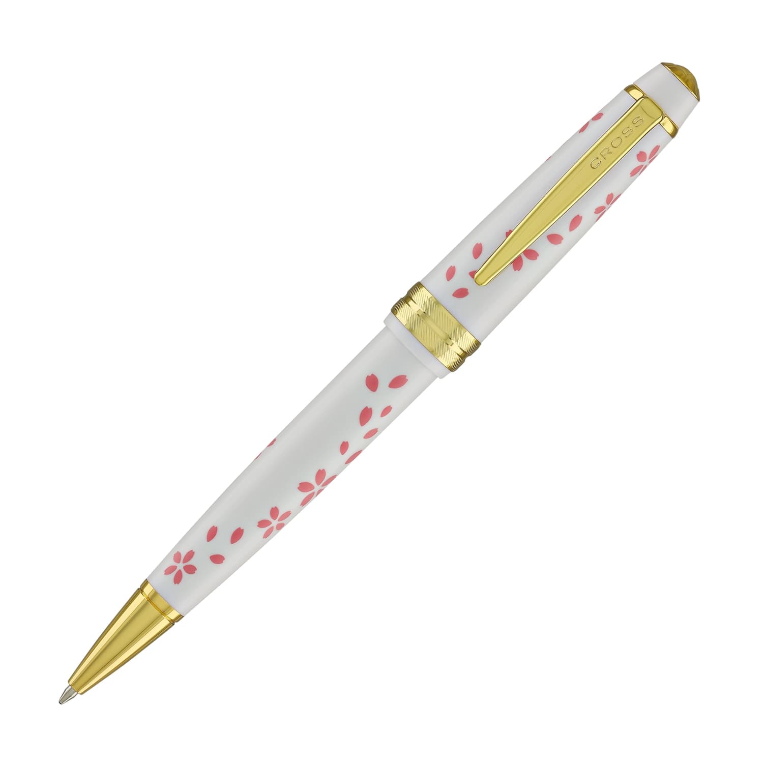 Cross Bailey Light Cherry Blossom Ballpoint Pen - Glossy White Resin with Gold PVD Trim | Elegant Writing Instrument for Office, School & Gift Giving