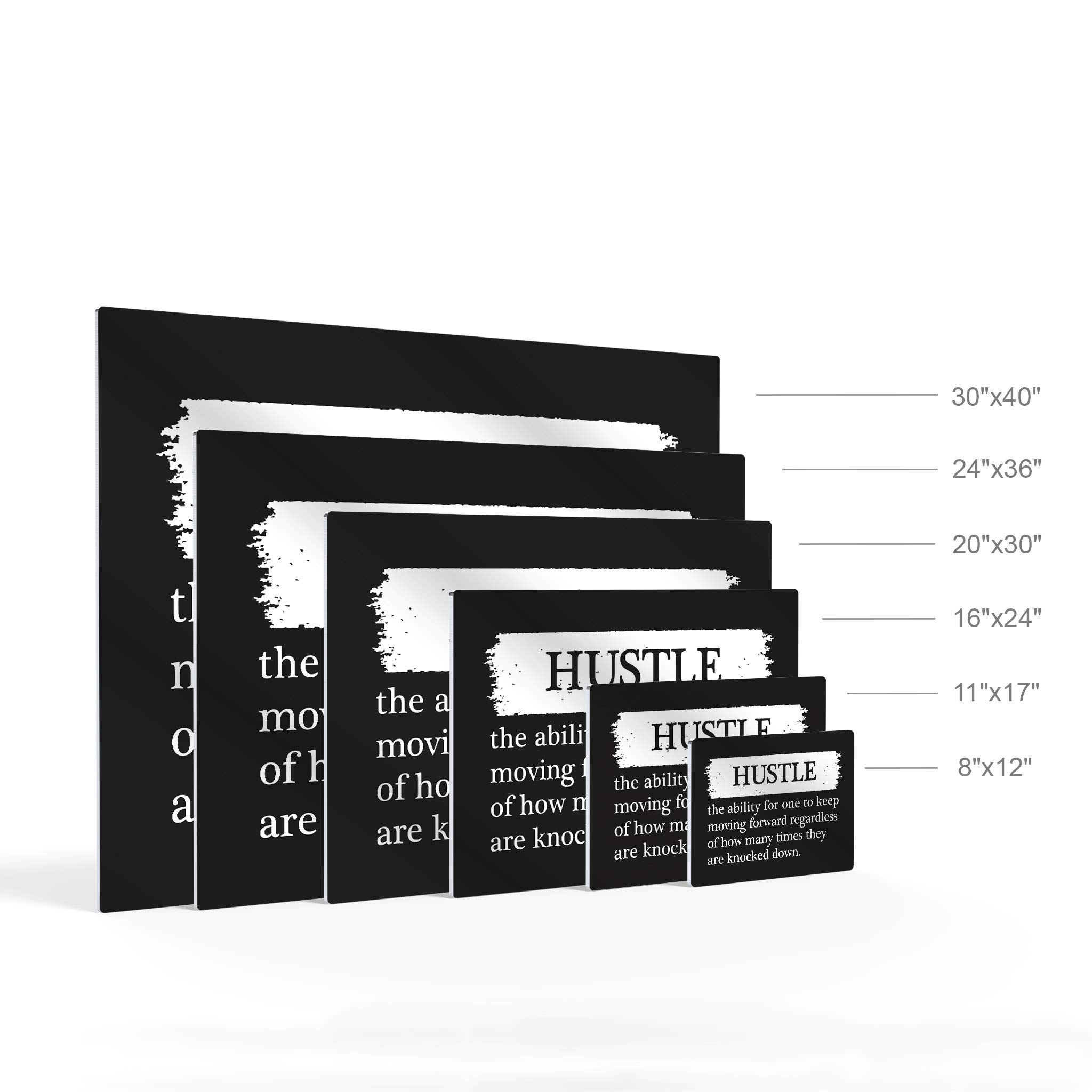 Smile Art Design Hustle Definition Black & White Dictionary Motivational Metal Wall Art - Inspirational Office Decor, Entrepreneur Quote Print for Living Room, Home & Workplace - Perfect Gift Ready to Hang (30x40 inches) - Ideal for Home Offices, Studios & Motivational Spaces