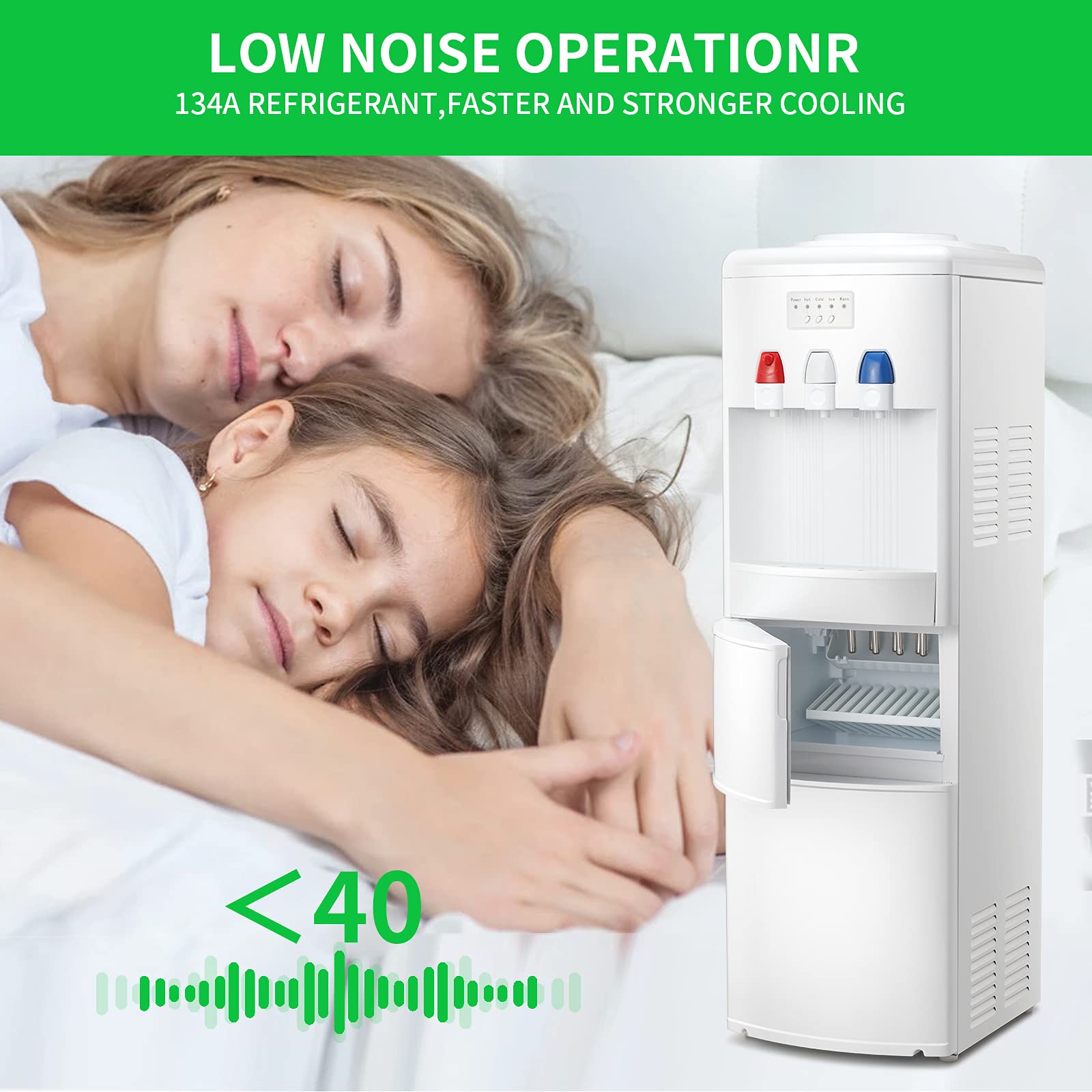Antarctic Star 2-in-1 Water Cooler Dispenser with Built-in Ice Maker | Hot & Cold Top Loading 3-5 Gallon Bottle Water Dispenser | 27LBS/24H Ice Production | Child Safety Lock | White | Perfect for Home, Office & Kitchen Use