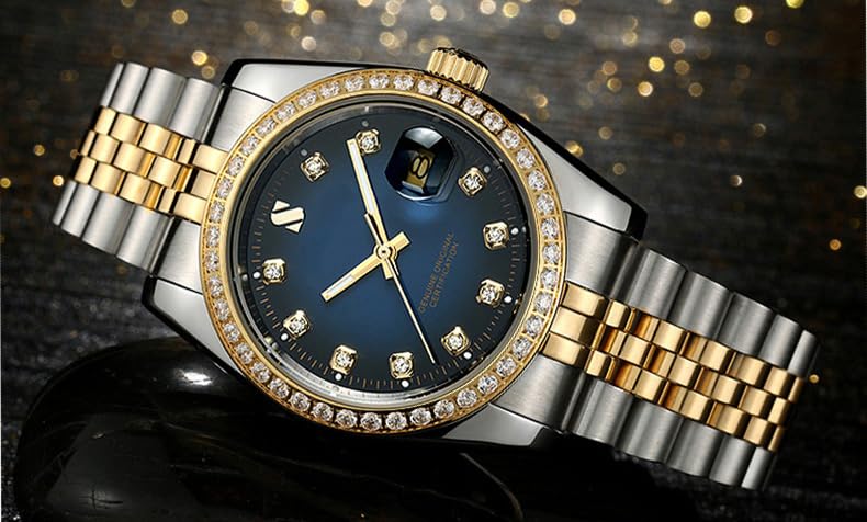Reginald Men's Automatic Gold Watch - Stainless Steel Strap, Waterproof Mechanical Watch with Calendar - Perfect for Business, Formal Events & Everyday Wear
