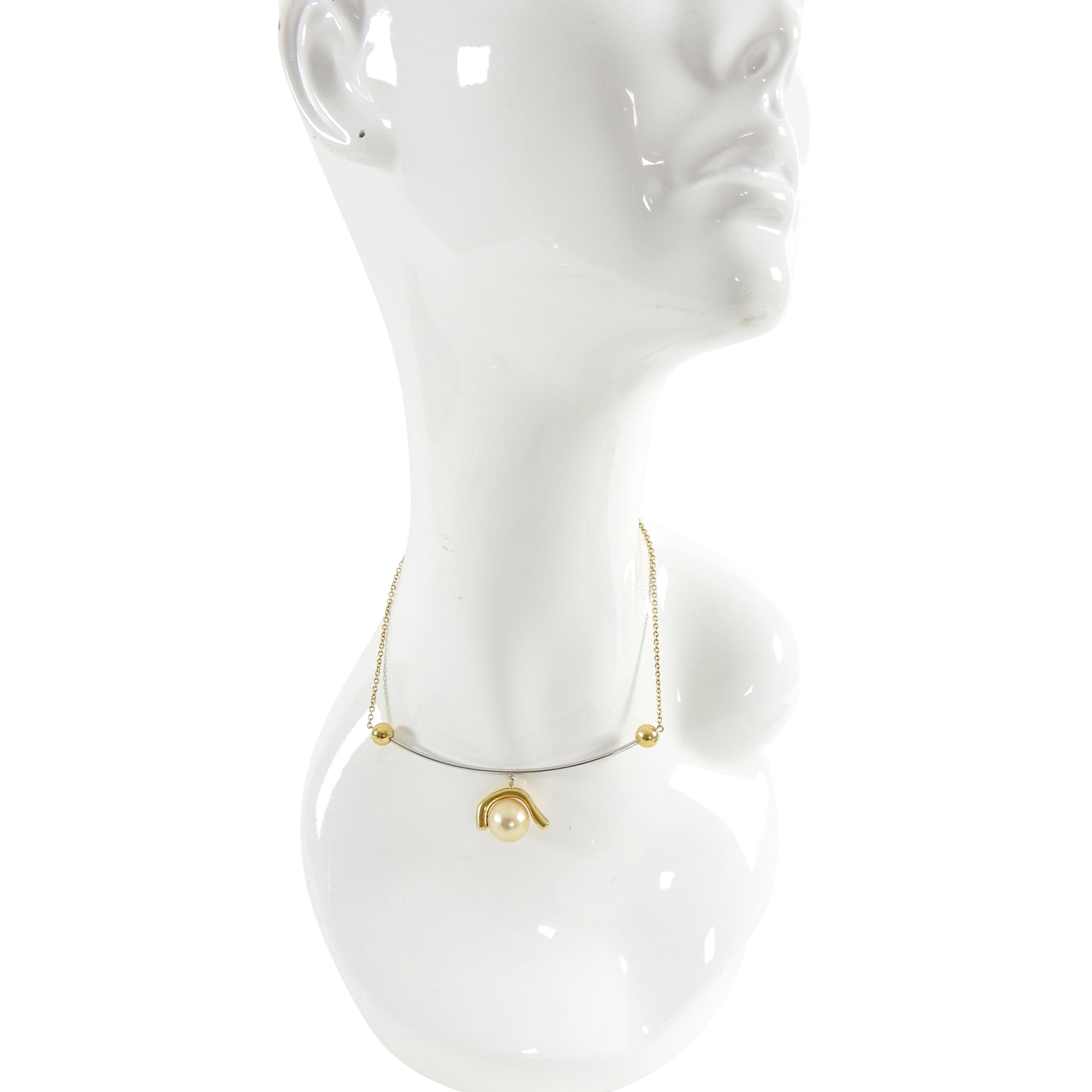 Celine Geometric Modernist Pearl Pendant Necklace - Elegant Women's Jewelry for Parties, Weddings & Special Occasions