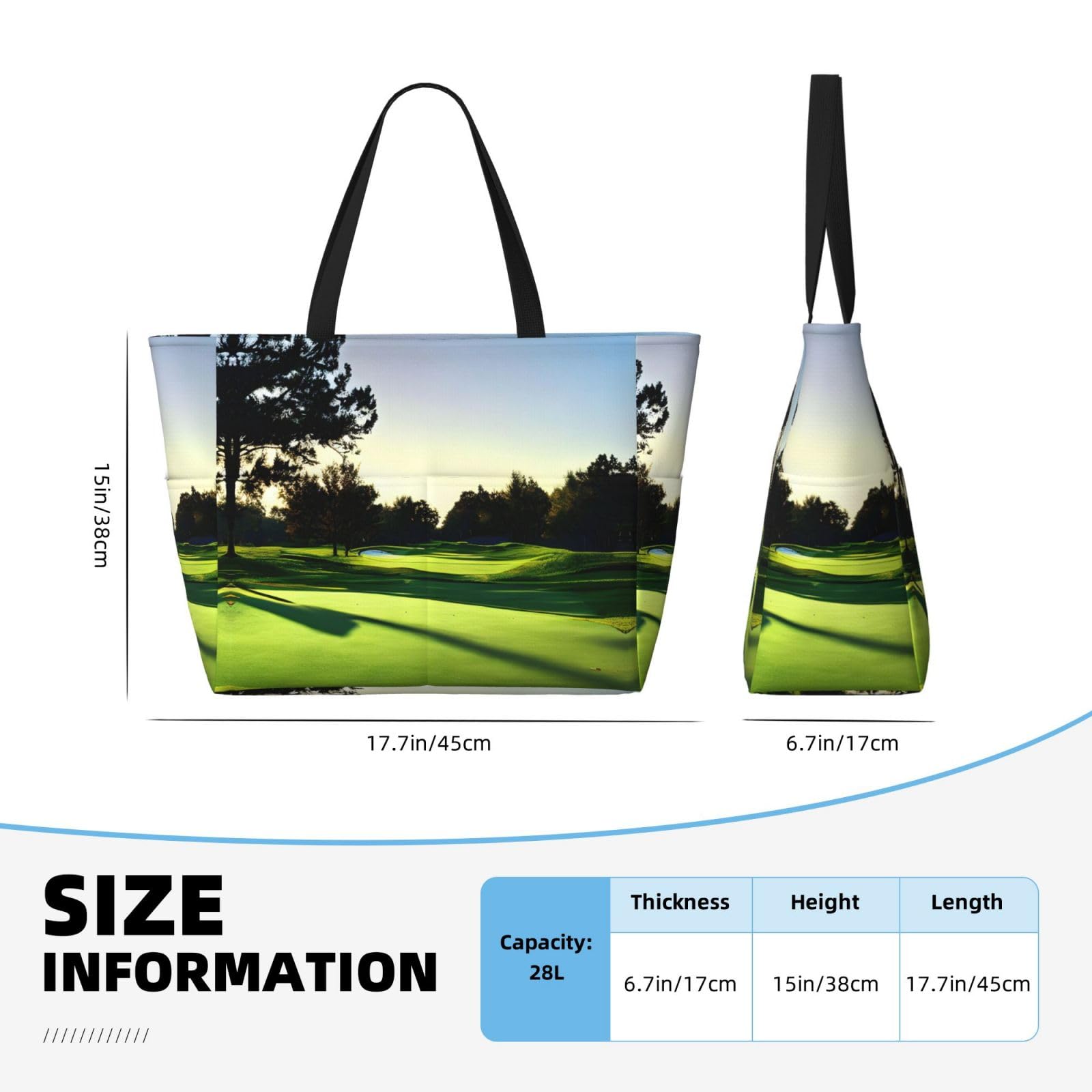 NOUZU Large Golf Print Beach Tote - Women's Travel Bag for Golf & Beach Outings