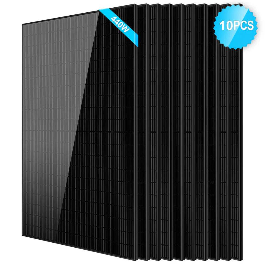 SunGoldPower 440W Monocrystalline Black PERC Solar Panel - High Efficiency Solar Panel for Home, RV & Off-Grid Power - Perfect for Residential, Camping & Emergency Backup