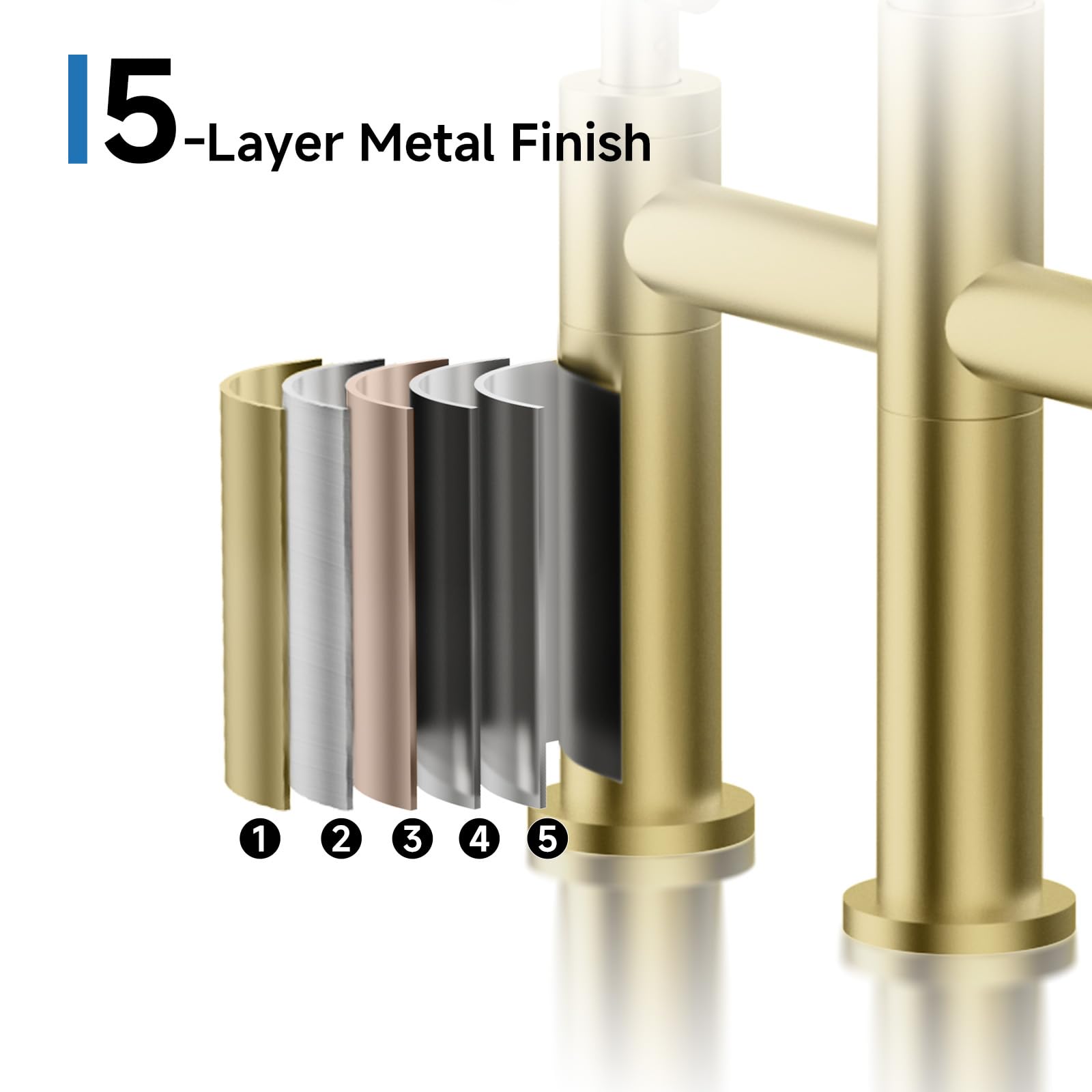 ARRISEA Brushed Gold Bridge Kitchen Faucet - 3 Hole, Pull Down Sprayer for Farmhouse Sinks