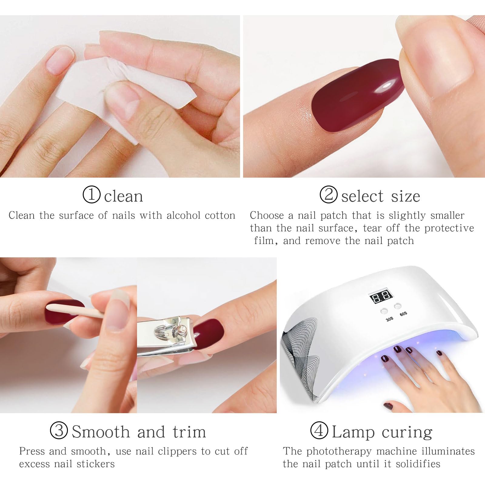 JMEOWIO Red Glitter Semi-Cured Gel Nail Strips - DIY UV/LED Gel Nail Stickers for Salon-Quality Manicures at Home | Perfect for Parties, Weddings & Special Occasions