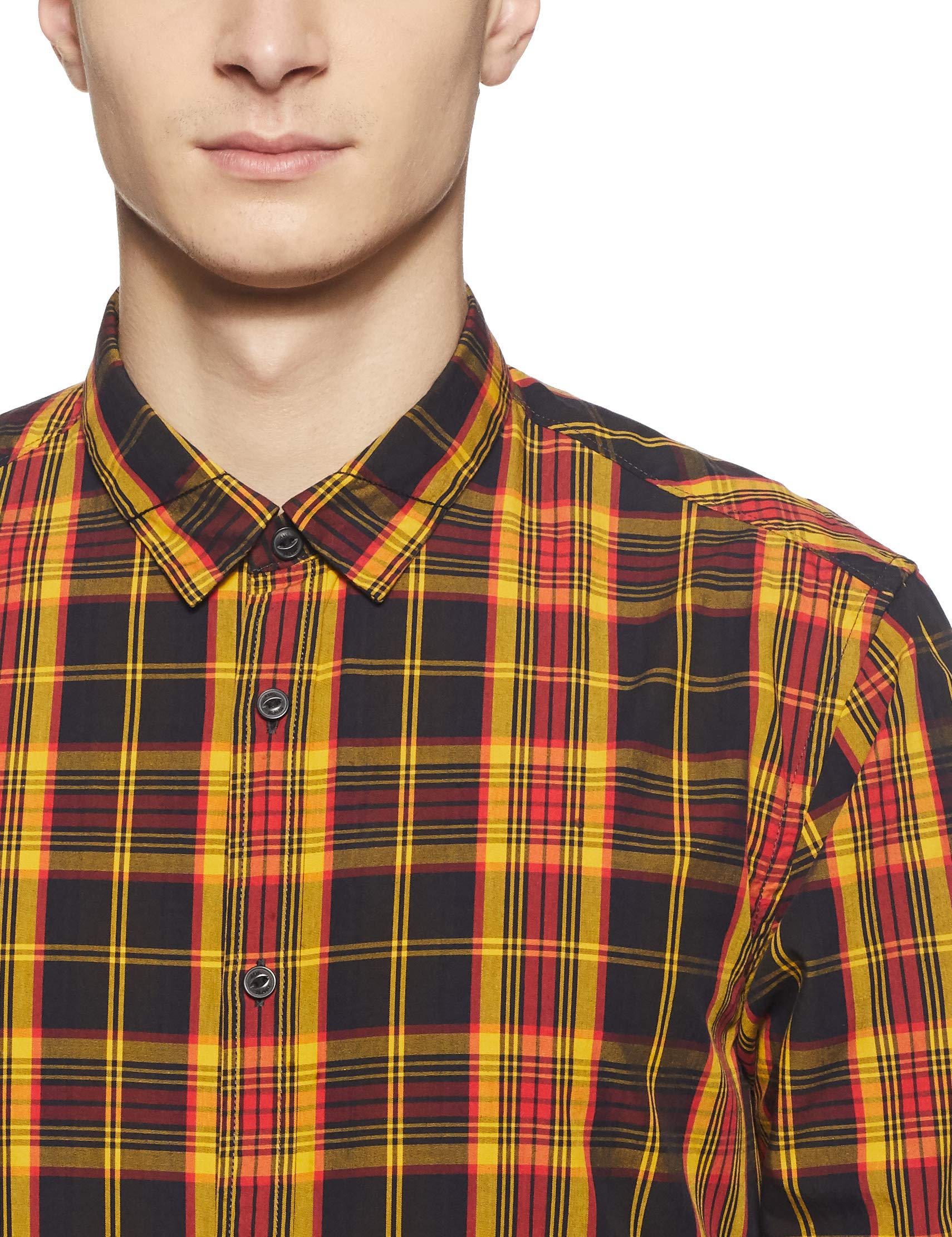 Scotch & Soda Men's Slim Fit Mini-Check Button Down Shirt - Casual & Business Wear for Office, Date Night & Weekend Outings
