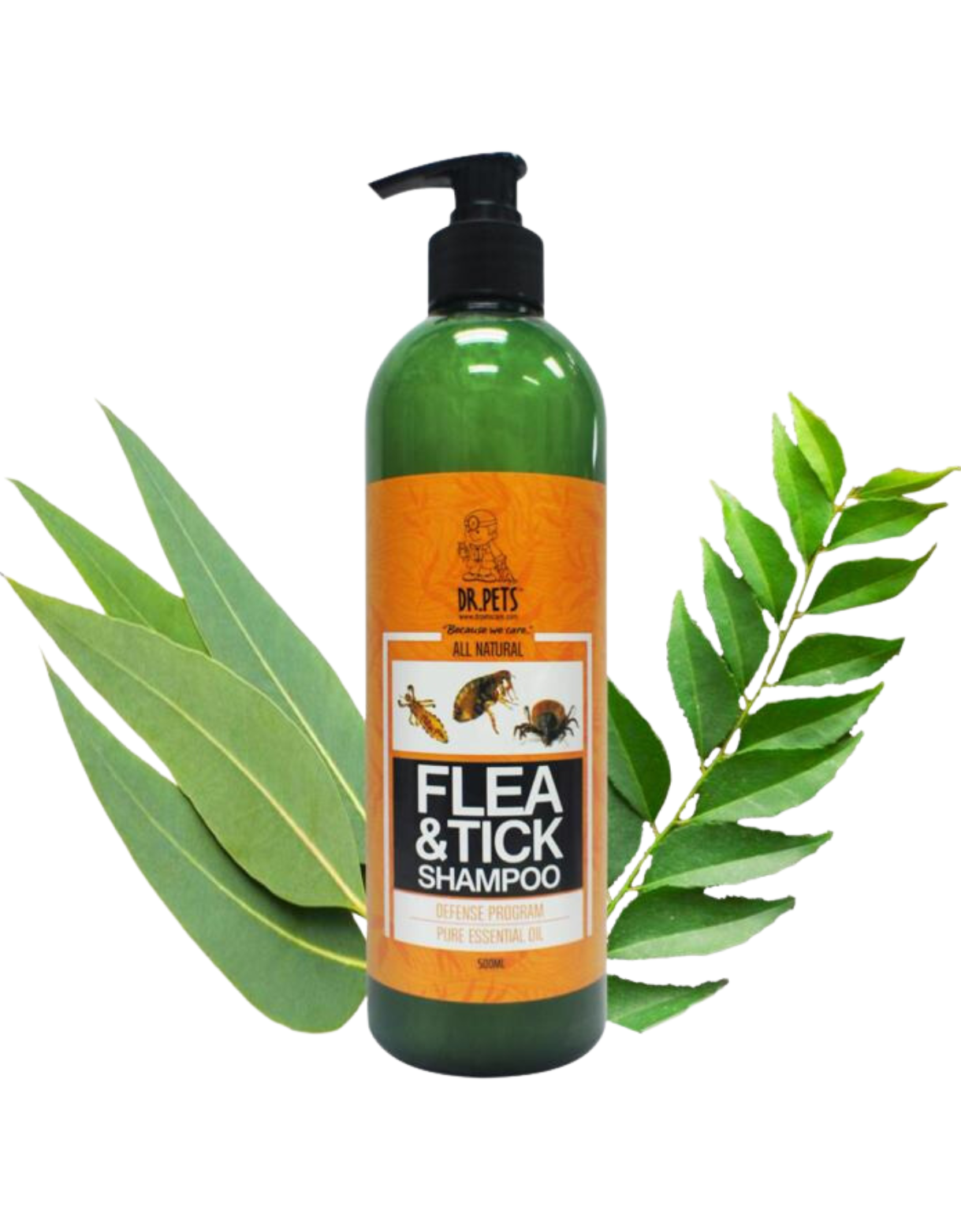Dr. Pets All Natural Flea & Tick Neem Shampoo for Dogs & Cats - 500ml | Gentle & Effective Pet Shampoo for Flea Control | Safe for Puppies & Kittens | Use for Bathing, Grooming & Skin Care