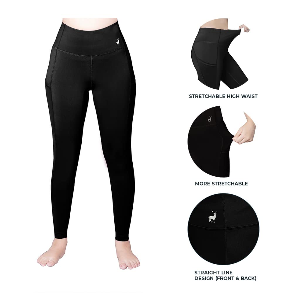 High Waisted Leggings for Women - Black Workout Yoga Pants with Pockets, Tummy Control & Buttery Soft Fabric - Perfect for Gym, Running, Yoga & Everyday Wear