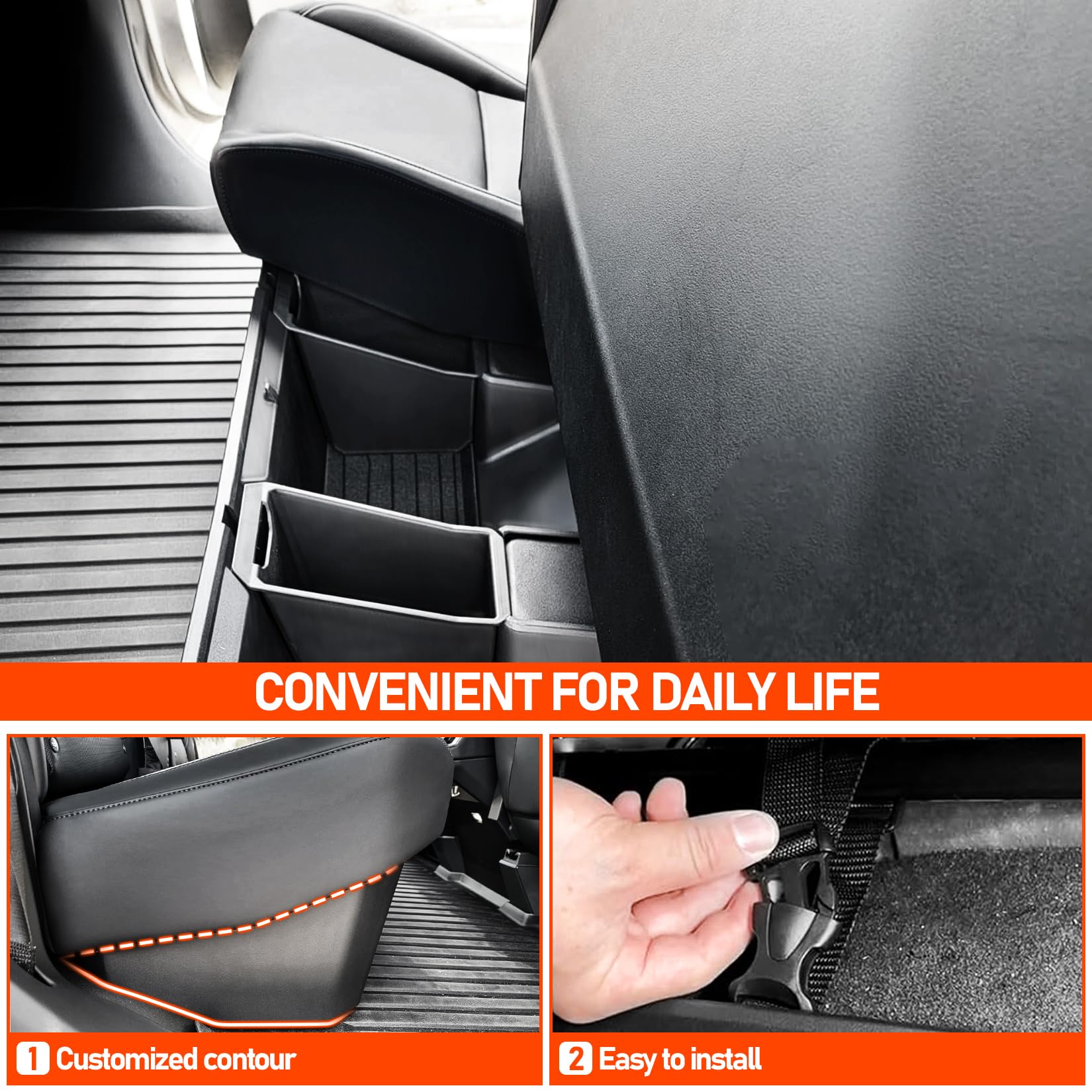 LEPZ Upgraded Rear Under Seat Storage Box Organizer for Tesla Cybertruck 2024 | Modular Second Row Cargo Tool Box | Perfect for Camping Gear, Tools & Truck Accessories Storage
