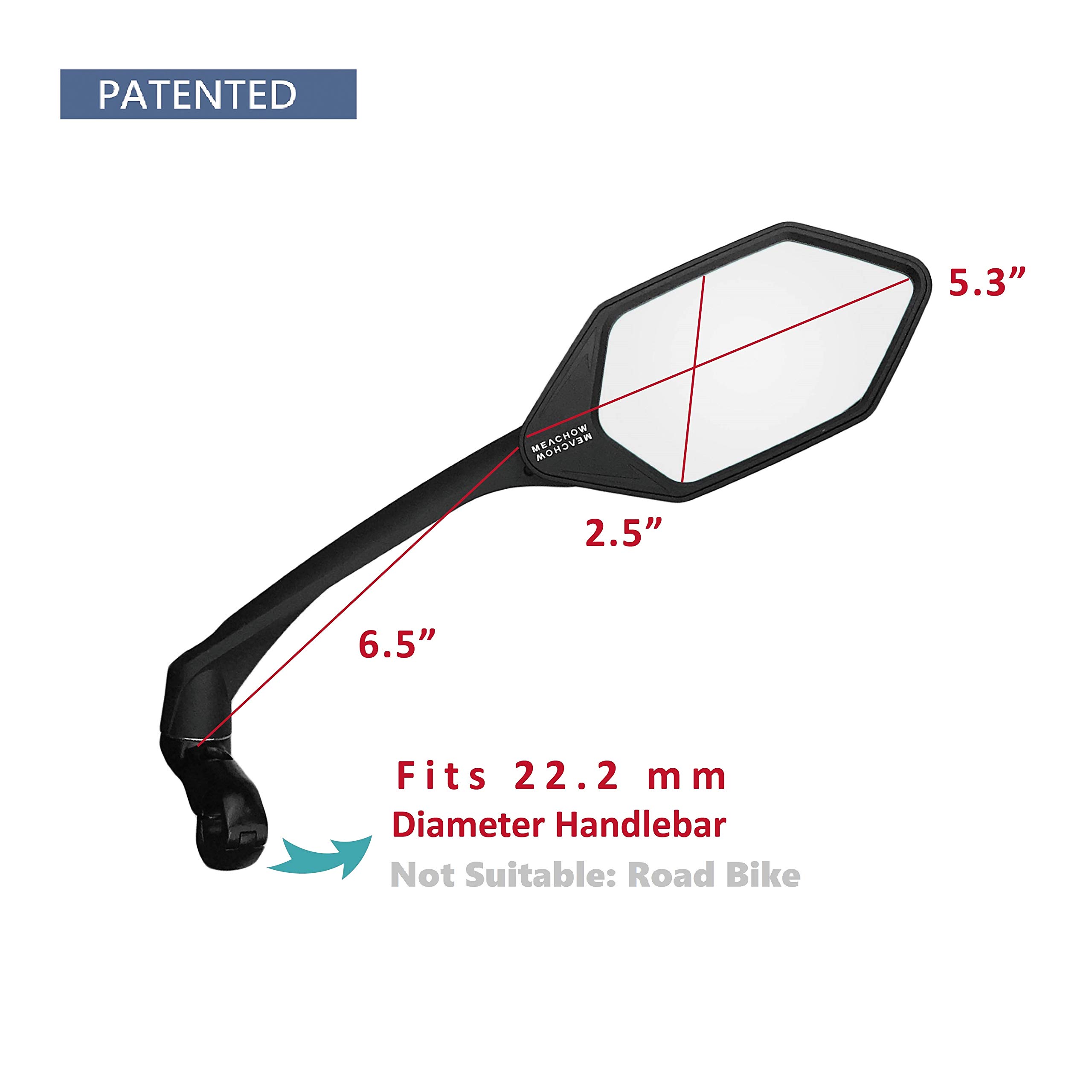 MEACHOW Scratch-Resistant Glass Lens Bike Mirror - Rotatable Handlebar Rearview Mirror for Safe Cycling, ME-007 | Perfect for Road Bikes, Mountain Bikes & Commuting