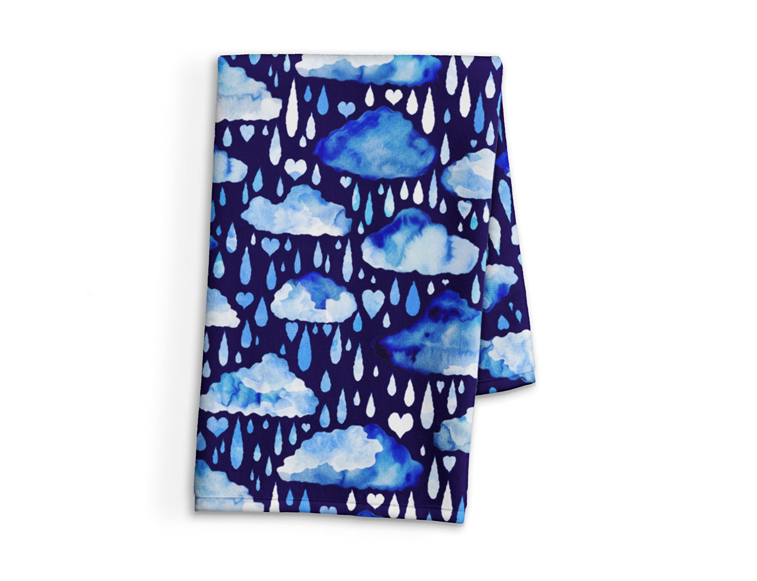 Blue Clouds and Rain Cotton Terry Hand Towel - 15