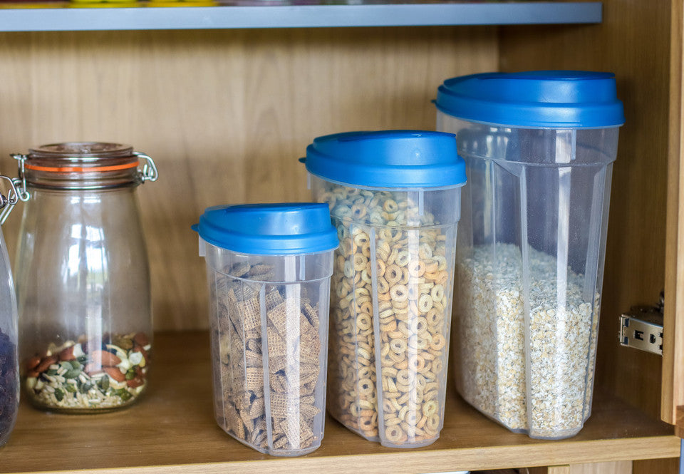 3-Piece Airtight Plastic Food Storage Container Set for Flour, Sugar & Rice - Perfect for Kitchen Pantry Organization & Bulk Food Storage