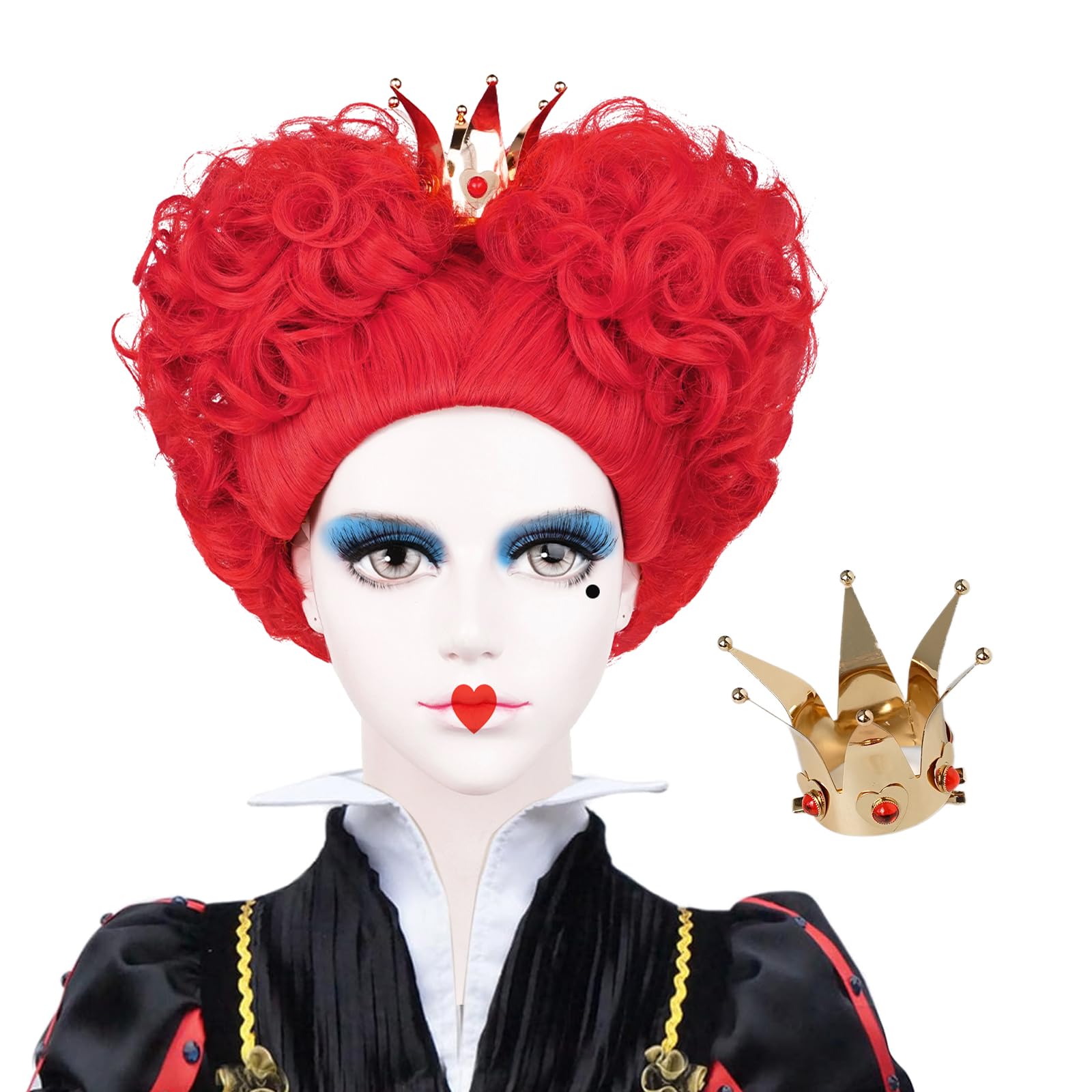 LABEAUTÉ Queen Wig with Crown - Heat Resistant Synthetic Hair Costume Wig for Women & Girls - Perfect for Halloween, Christmas Parties, Cosplay & Themed Events