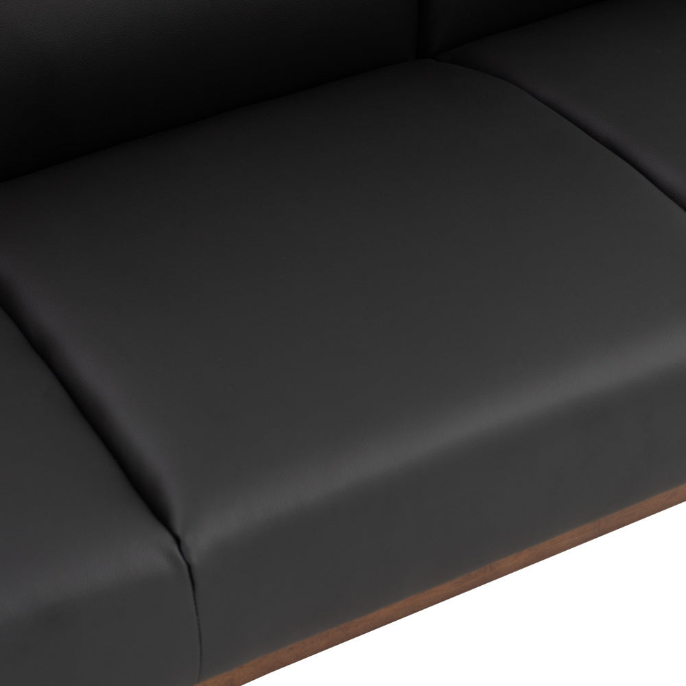 Premium 3-Seater Lounge Sofa in Black & Walnut - Modern Living Room Furniture for Relaxing & Entertaining
