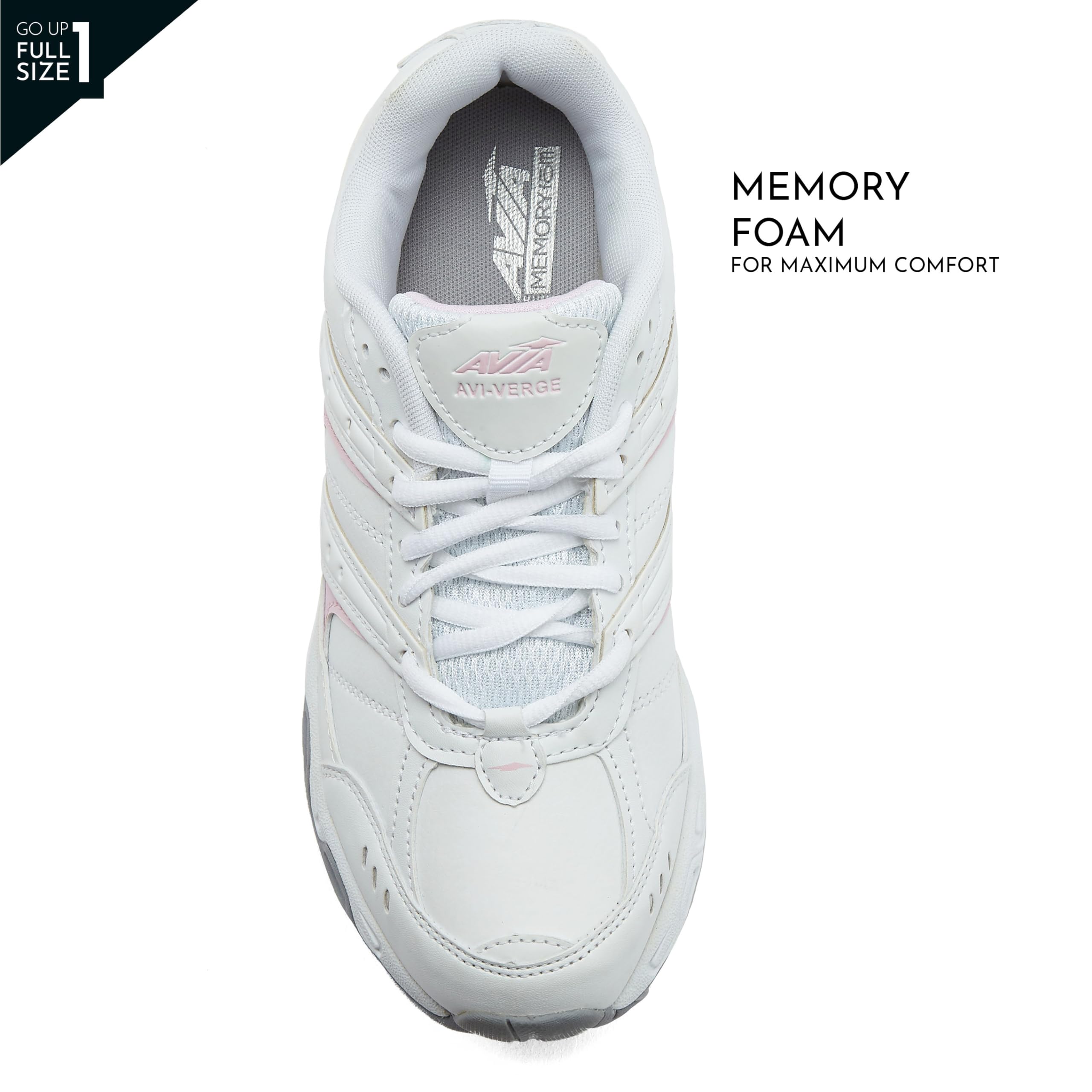 Avia Verge Women's Sneakers - Lightweight Tennis, Court, Cross Training & Pickleball Shoes with Arch Support | Wide & Medium Width Options | Classic Black & Walking White | Perfect for Gym, Workouts & Casual Wear