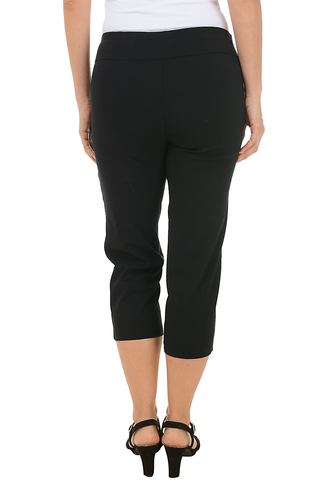 Stylish Grommet Hem Pull-On Crop Pants for Women - Comfortable High Waisted Casual Trousers for Work, Travel & Everyday Wear