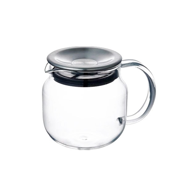 Kinto One Touch Teapot - 18oz Japanese Cast Iron Tea Pot with Stainless Steel Infuser - Perfect for Loose Leaf Tea, Herbal Tea & Coffee Brewing at Home or Office