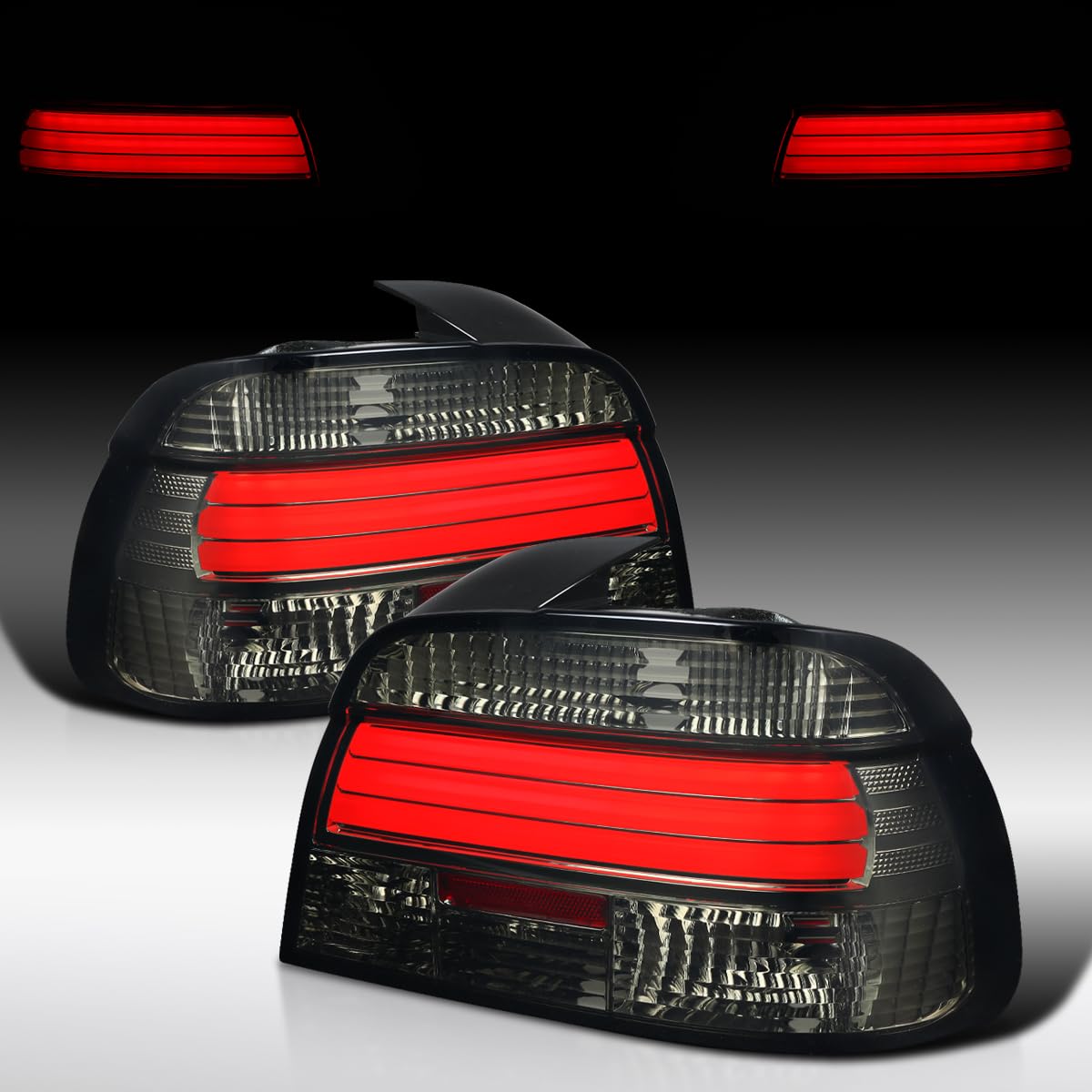 AUTOZENSATION Smoke LED Tail Lights for 1997-2000 BMW E39 5-Series 4-Door Sedan - Left & Right Pair Assembly - Enhanced Night Visibility & Modern Style Upgrade