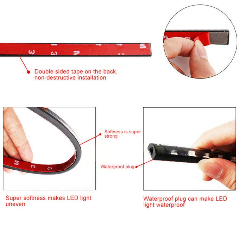 4pcs Car LED Strip Light Kit - 2x60cm + 2x90cm Interior Exterior Atmosphere Lighting with Voice Control for Cars, Trucks & SUVs - Perfect for Night Driving & Custom Vehicle Styling