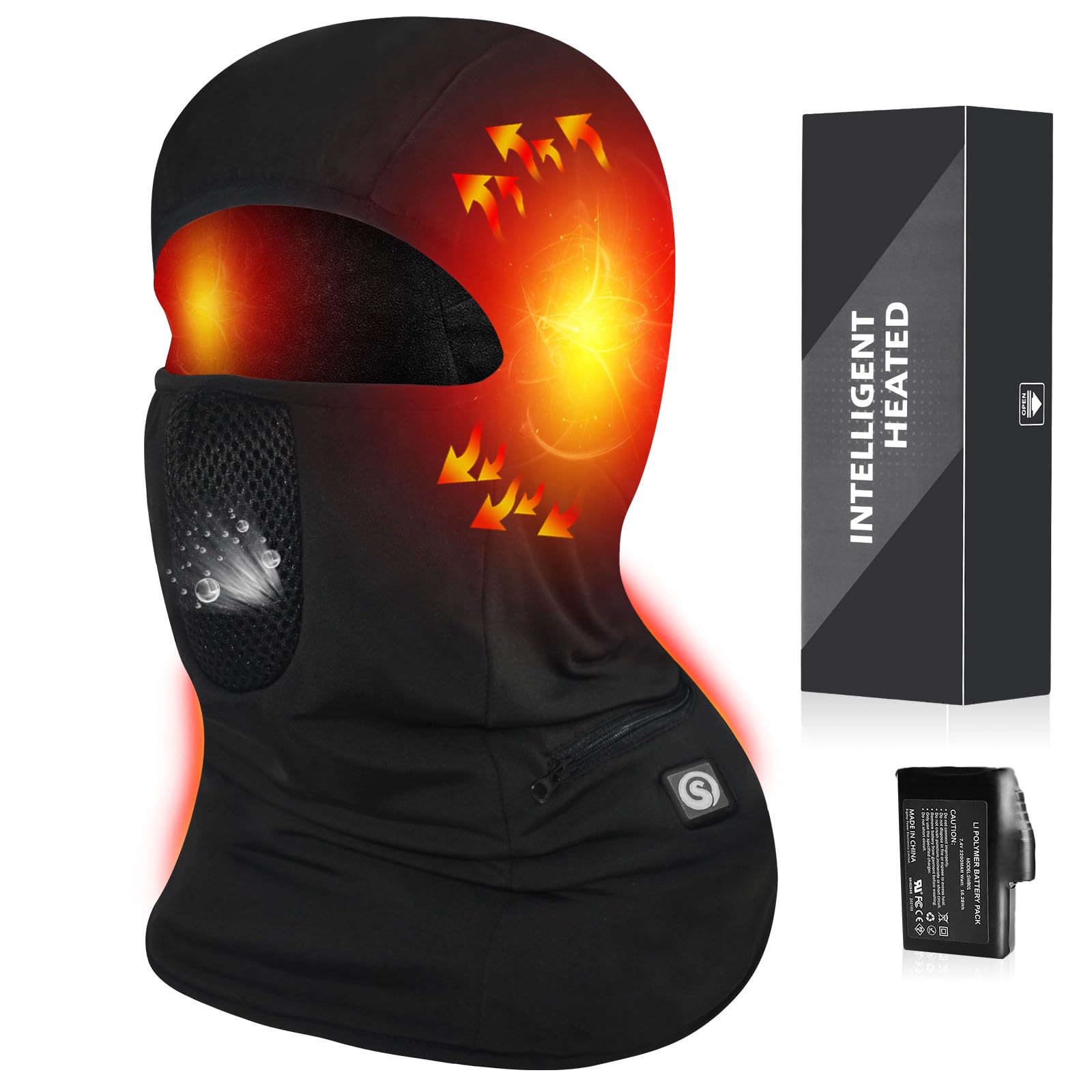 Day Wolf Heated Ski Mask Balaclava for Winter - Smart Electric Heating, Machine Washable Cold Weather Face Mask for Skiing, Snowboarding & Outdoor Activities