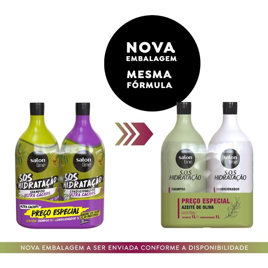 Salon Line SOS Moisture Olive Oil Shampoo & Conditioner Set (2 x 33.81 Fl Oz) - Deep Hydrating Hair Care for Dry & Damaged Hair - Perfect for Salon & Home Use