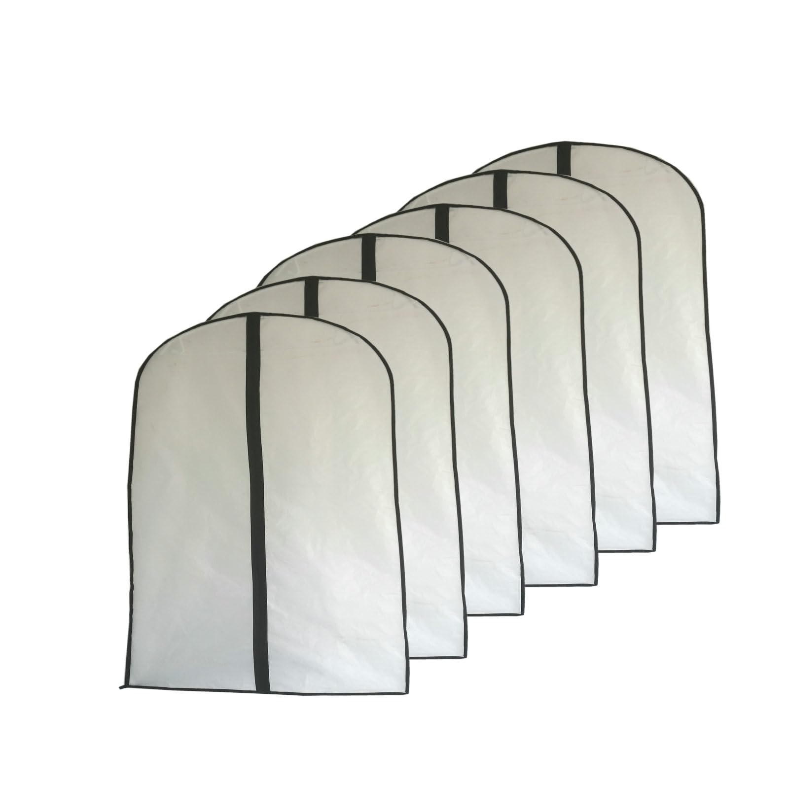 Breathable Clear Garment Bags with Full-Length Black Zipper - 6 Pack (24