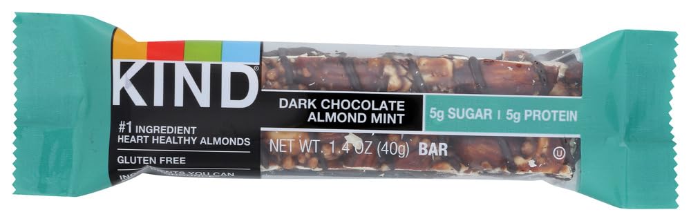 KIND Nuts & Spices Dark Chocolate Almond Mint Protein Bars - Healthy Snack, Gluten Free, Non-GMO - 6 Count (Pack of 1) - Perfect for On-the-Go, Workouts & Office Snacking