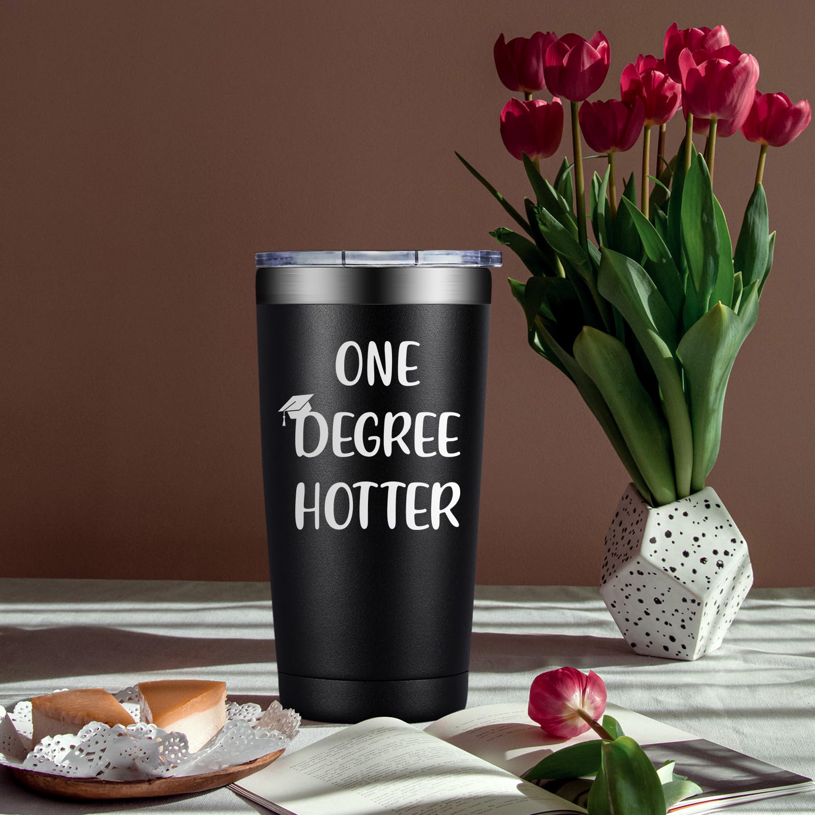 20oz One Degree Hotter Tumbler - Best Graduation Gift for Men (Class of 2025) - Ideal for College, High School, Masters & PhD Graduates - Keeps Drinks Hot/Cold - Perfect for Campus, Office & Daily Commute