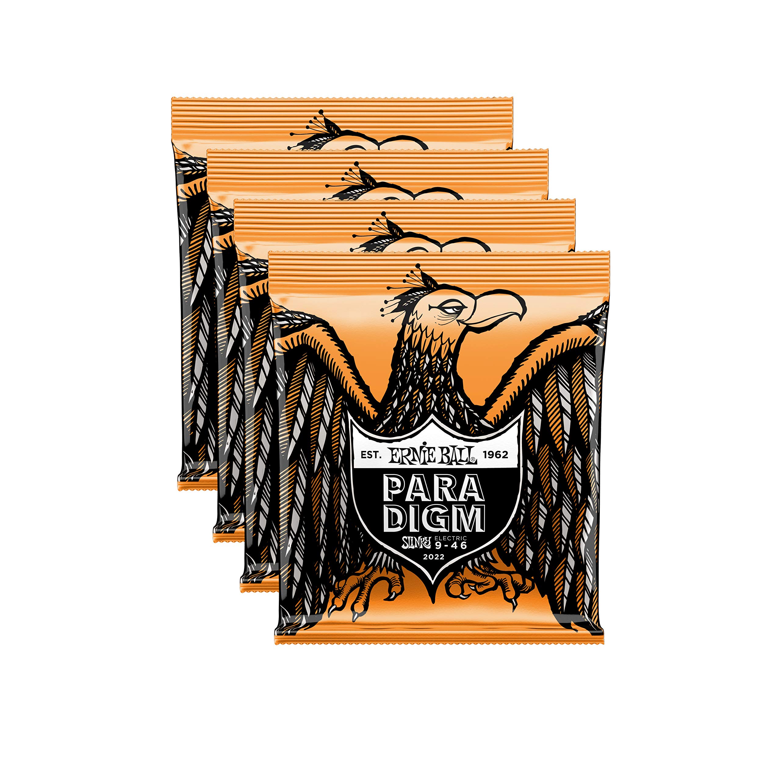 Ernie Ball 2022 Paradigm 9-46 Hybrid Slinky Electric Guitar Strings - 4 Pack Set | Perfect for Rock, Blues & Metal Performances