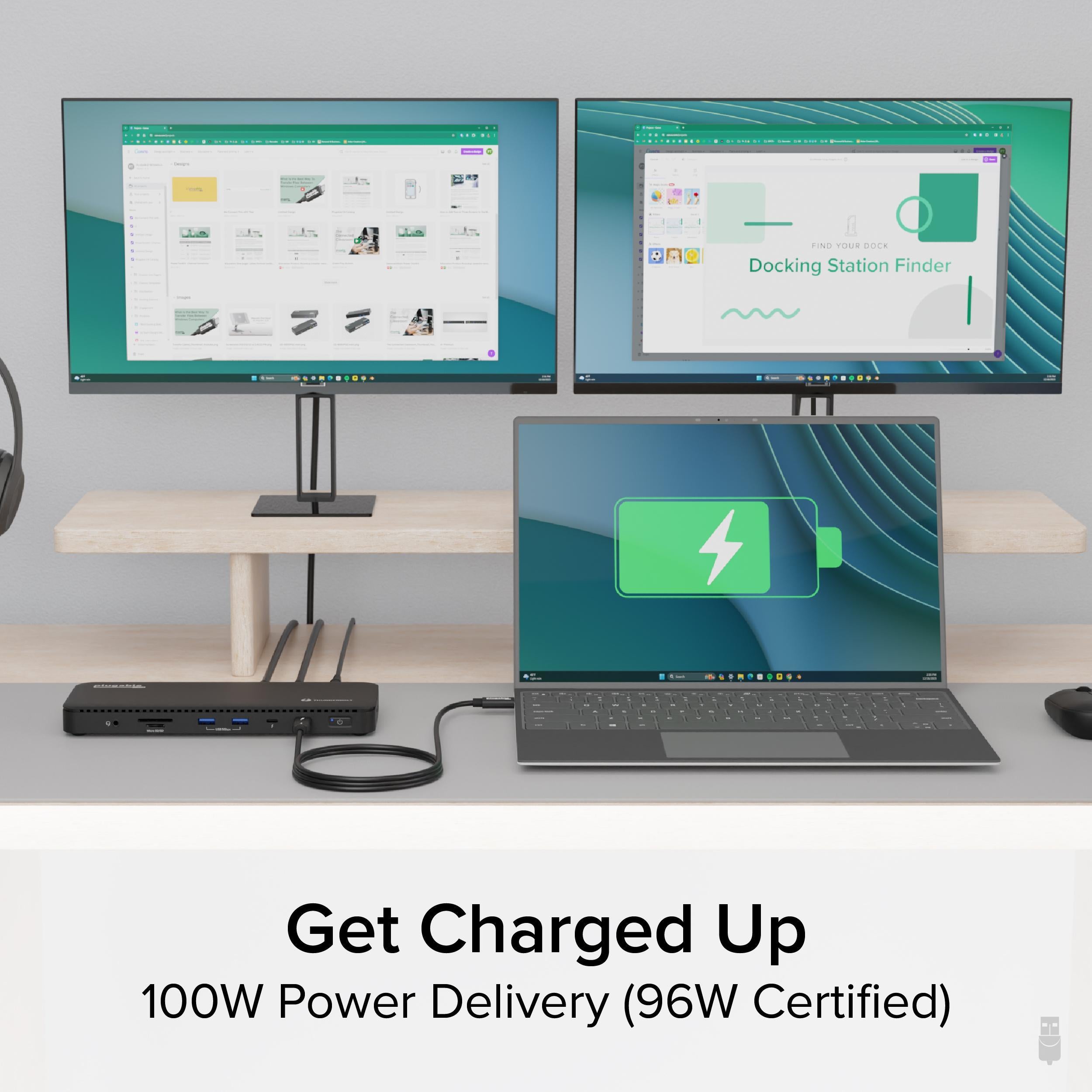 Plugable Thunderbolt 4 Dock - 4K Dual Monitor or 8K Single Display Support, 100W Laptop Charging - Perfect for Home Office, Gaming & Video Editing Setup