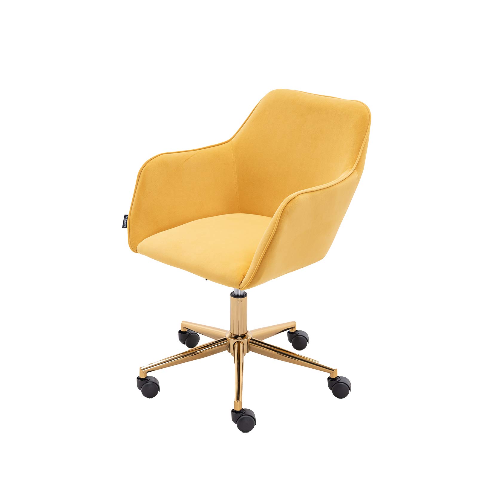 Ergonomic Home Office Chair with Lumbar Support & Armrest - 360° Swivel Rolling Fabric Computer Desk Chair for Work & Gaming (Yellow) - Perfect for Remote Work, Online Classes & Long Study Sessions