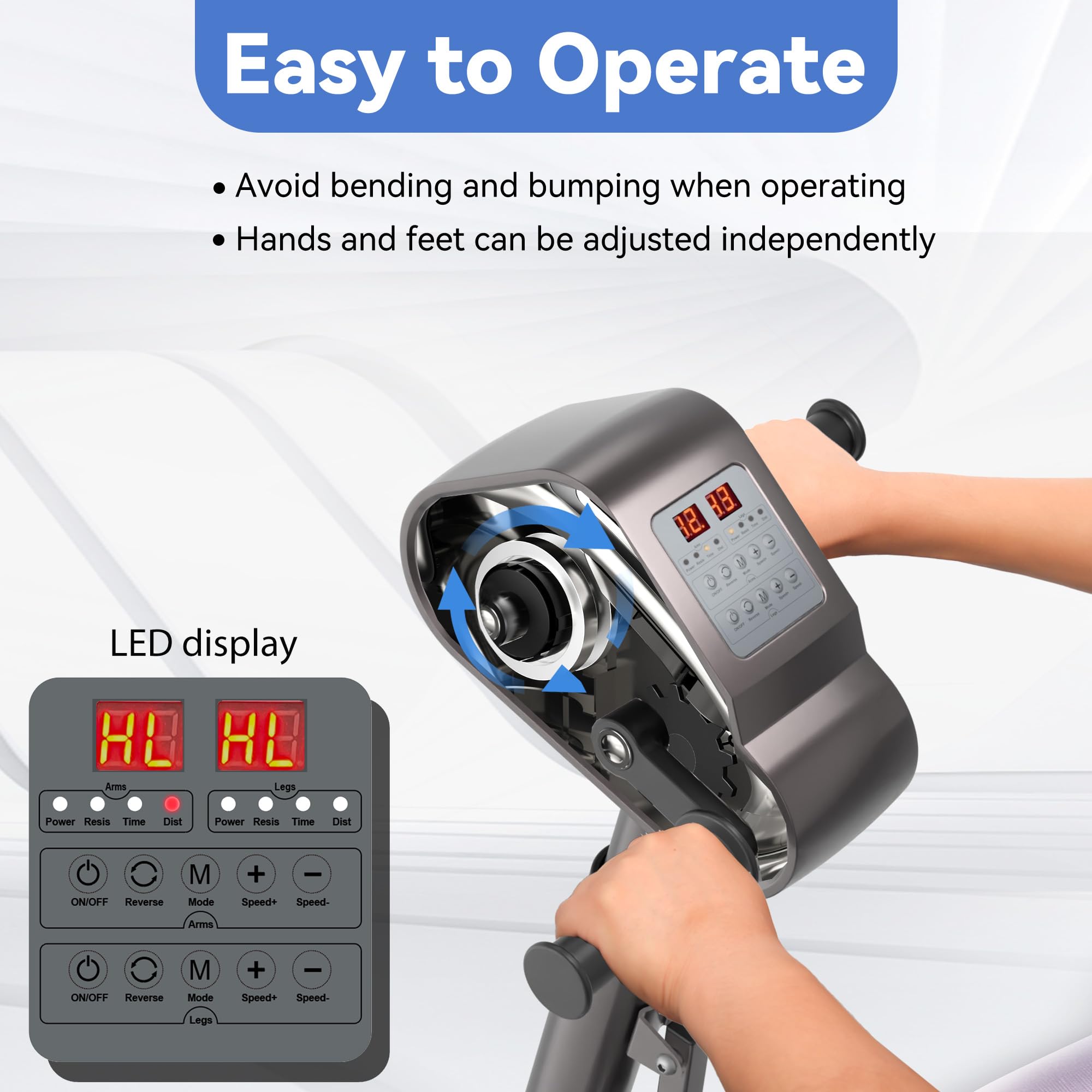 Motorized Exercise Bike with Adjustable PU Seat & Knee Pedal Trainer - Active/Passive Physical Therapy & Rehabilitation Equipment for Elderly Home Fitness - Ideal for Knee Recovery, Mobility Training & Low-Impact Workouts