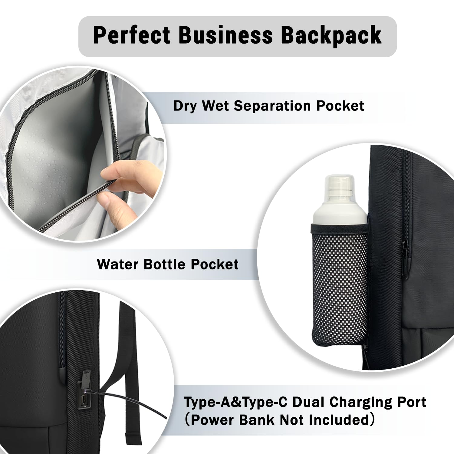 Slim Laptop Backpack for Men - Lightweight Anti-Theft Business Backpack with USB Charger Port, 15.6 Inch Professional Computer Bag for Work, Office & College | Perfect for Commuting, Business Travel & Daily Use