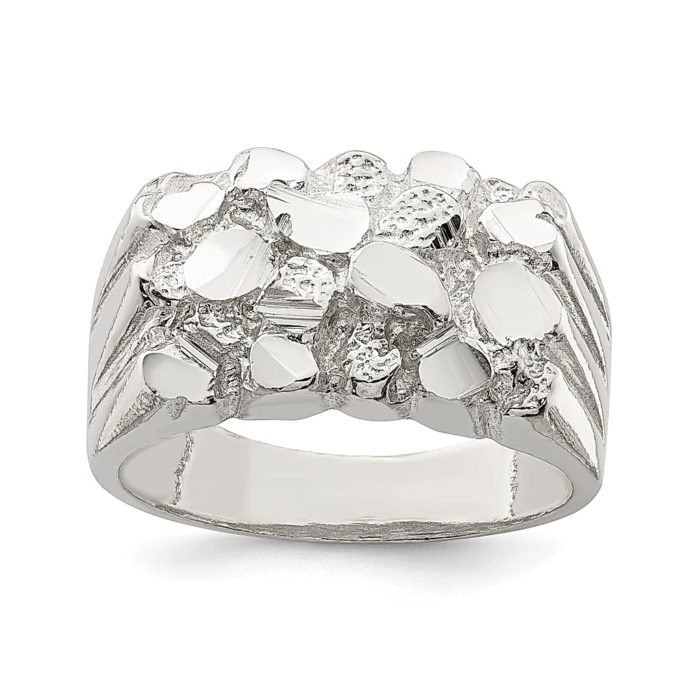 925 Sterling Silver Men's Nugget Ring - Handcrafted Fine Jewelry for Men, Gifts for Him, Dad, Husband - Perfect for Weddings, Anniversaries, Birthdays & Everyday Wear
