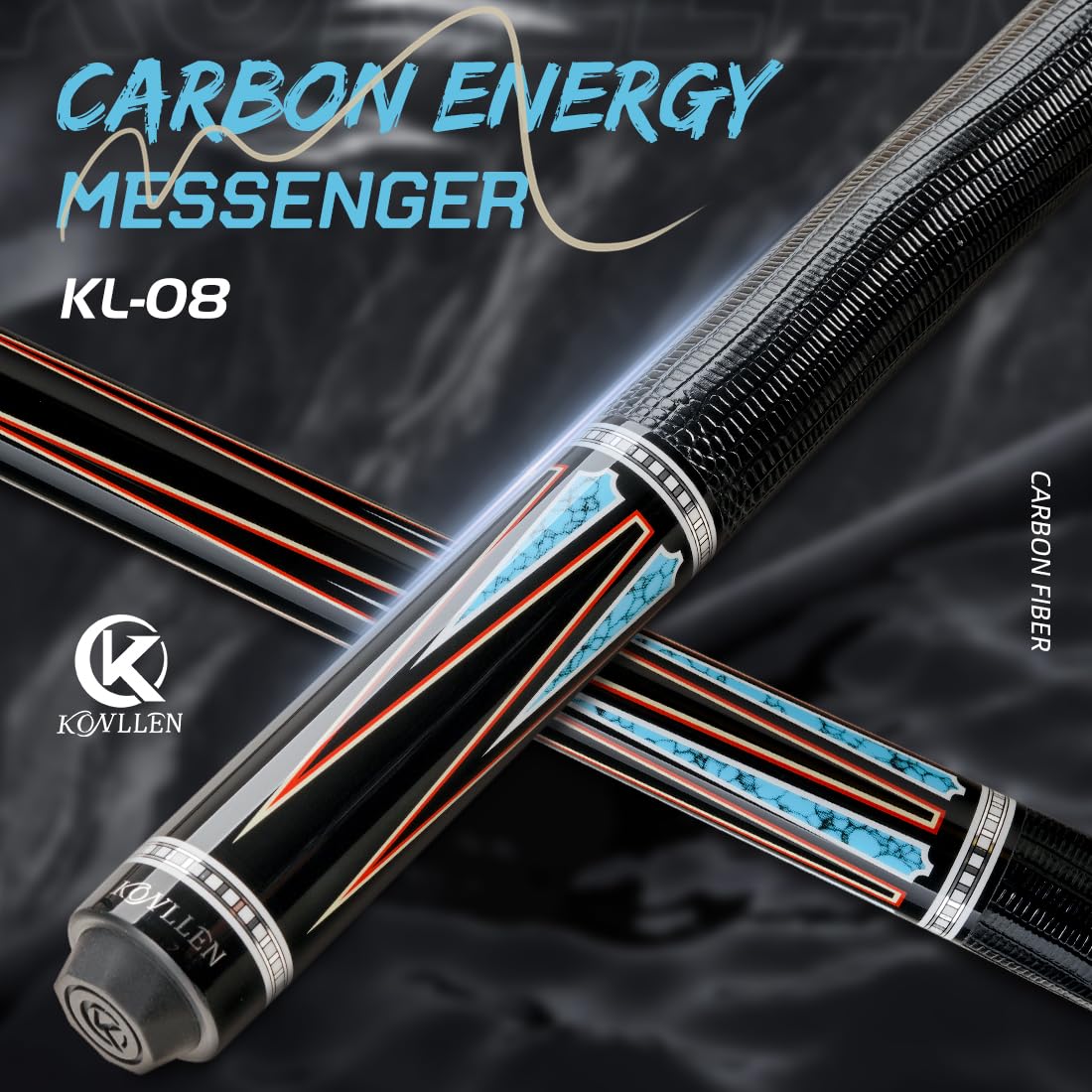 KONLLEN 58-inch Professional Carbon Fiber Pool Cue Stick - Low Deflection Billiard Cue with 12.5mm Tip for Adults | Full Carbon Technology, Pro Taper, Easy Control | Perfect for Tournament Play & Home Game Rooms