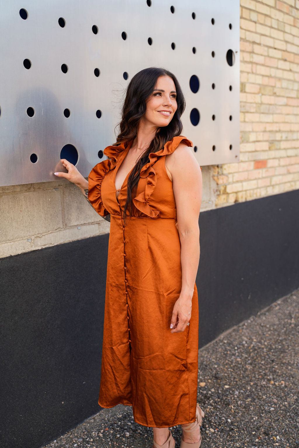 Elegant Autumn Ruffles Dress for Women - Flowy Long Sleeve Party Dress with Tiered Skirt - Perfect for Fall Weddings, Date Nights & Holiday Gatherings